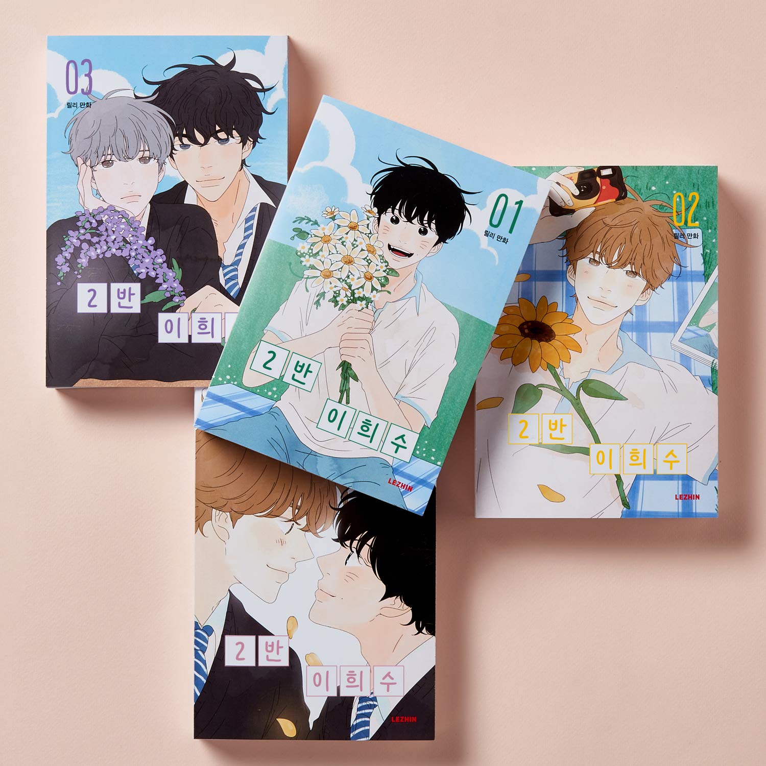 LEZHIN Heesu in Class 2 Complete Set (Vol.1-4) with Epilogue Book & Signed Transparent Bookcase - Korean Webtoon Collection for Manga Fans & Book Lovers