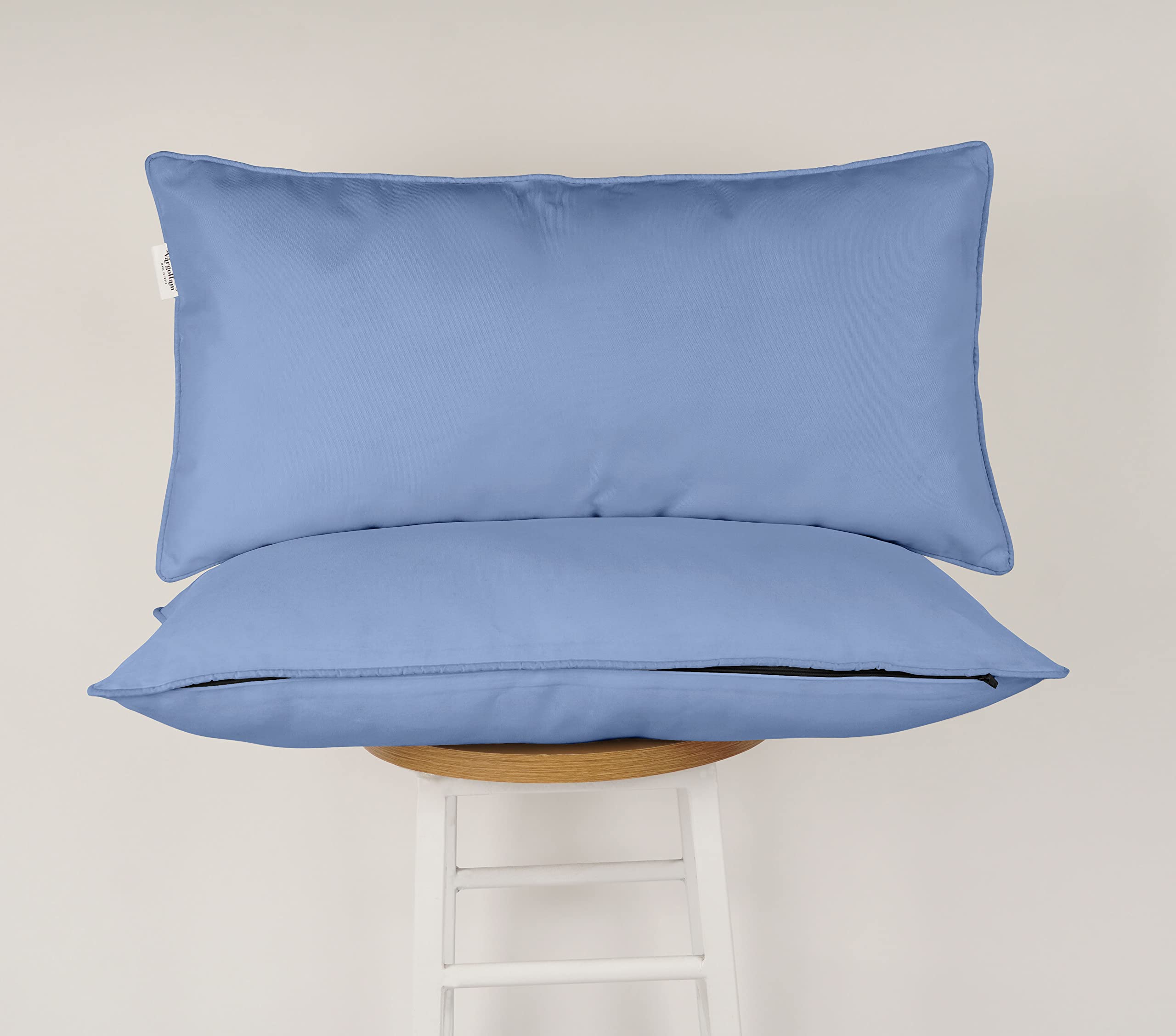 Waterproof Polyester Lumbar Pillow Covers 12x18 Inch - Set of 2 All-Weather Outdoor/Indoor Cushion Cases for Patio Furniture, Sofa & Deck (Purple) - Perfect for Garden, Living Room & Porch Decor
