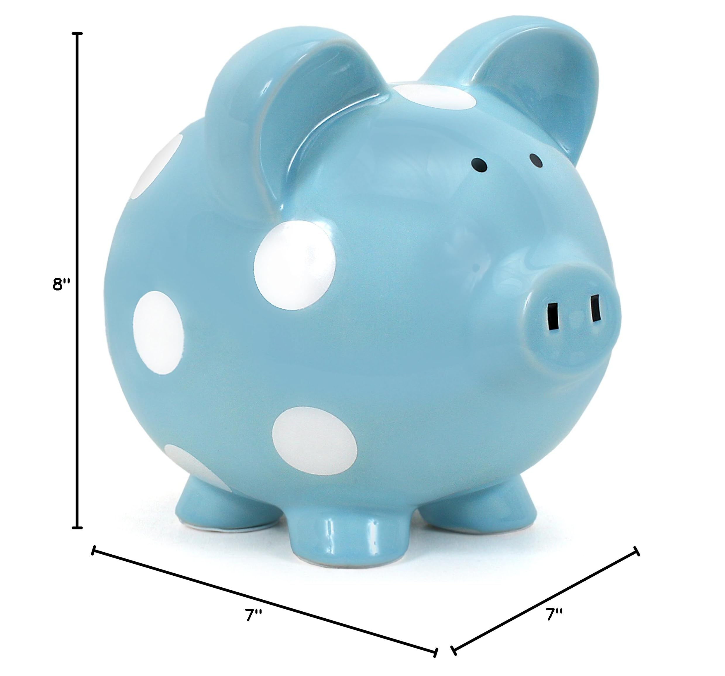 Child to Cherish Ceramic Polka Dot Piggy Bank - Blue | Kids Money Saving Bank | Perfect Gift for Birthday, Christmas & Financial Education