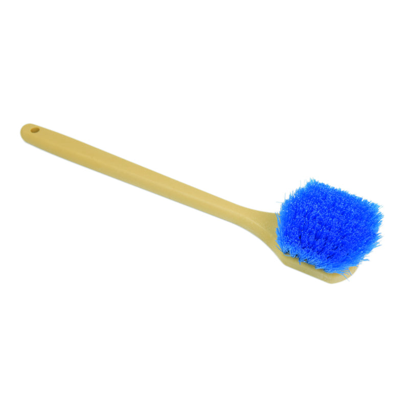 Long Handle Feathered Bristle Scrub Brush - Heavy Duty Cleaning Brush for Kitchen, Bathroom, Tiles & Grout - Perfect for Deep Cleaning Pots, Pans, Sinks & Tough Stains