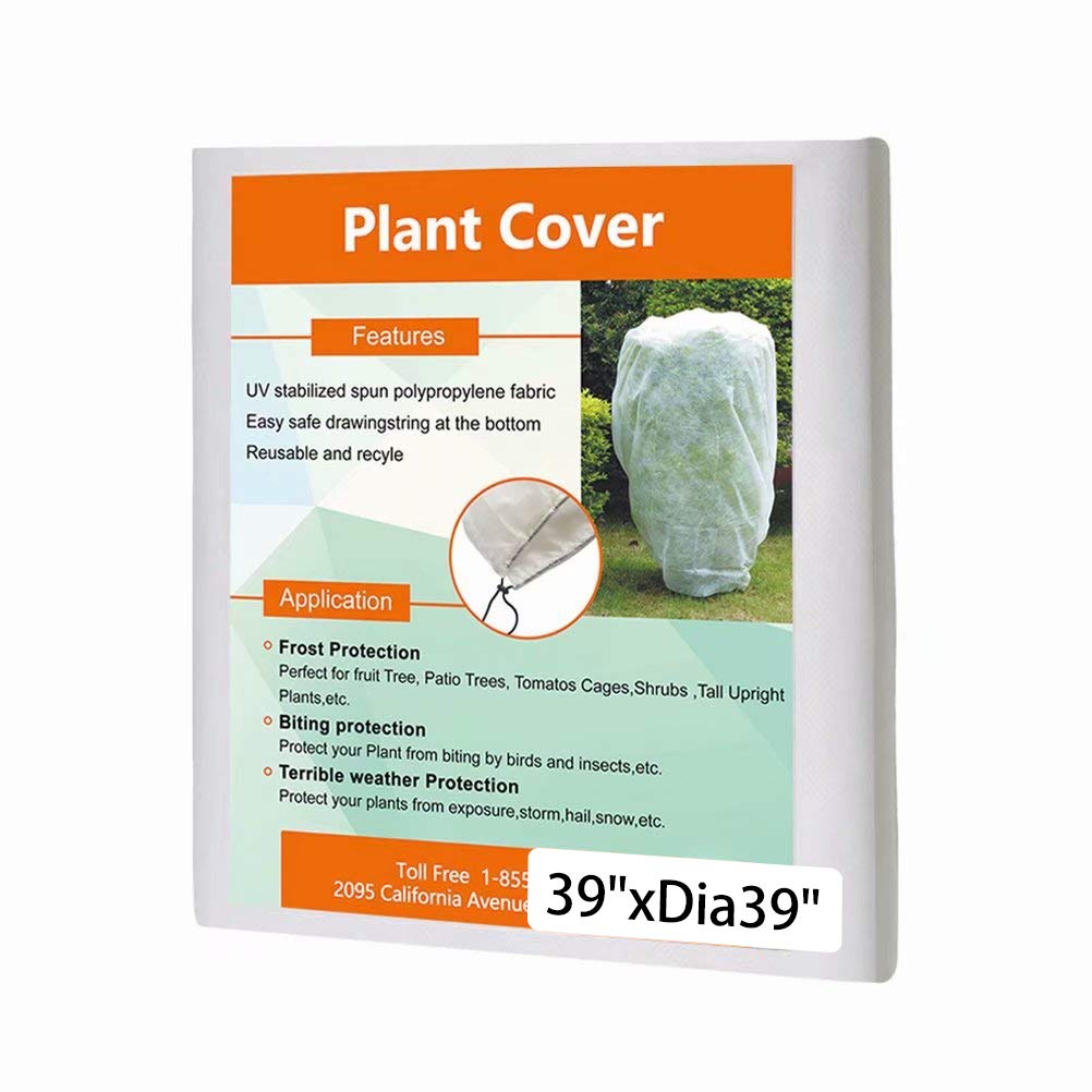 Agfabric 39''H x 39''Dia Plant Cover for Freeze Protection - 0.55oz Frost Blanket with Drawstring for Winter Garden Protection | Ideal for Vegetables, Shrubs & Potted Plants in Cold Weather