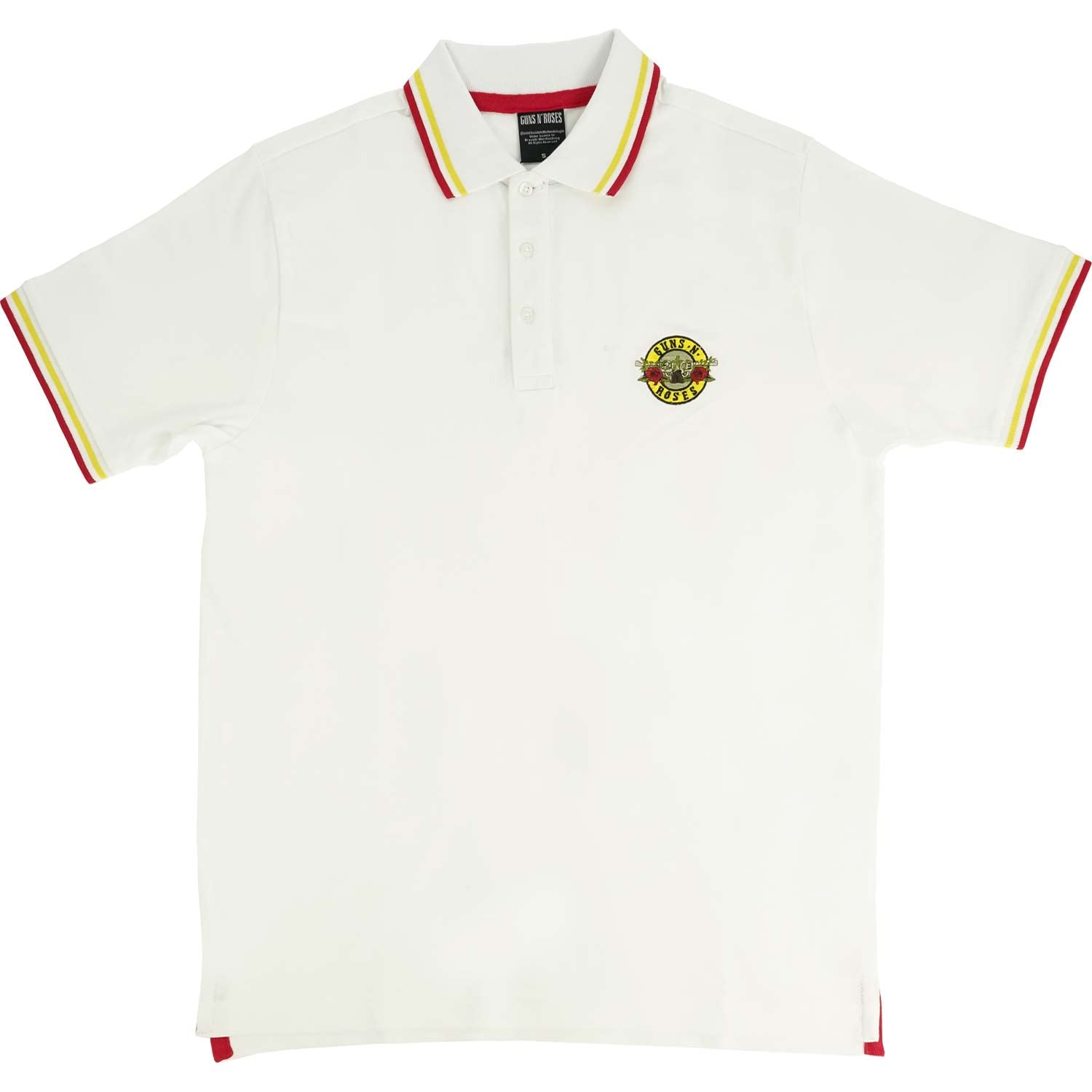 Men's Guns N Roses Classic Logo Polo Shirt - White Cotton Short Sleeve Casual Shirt for Rock Fans | Perfect for Concerts, Parties & Everyday Wear