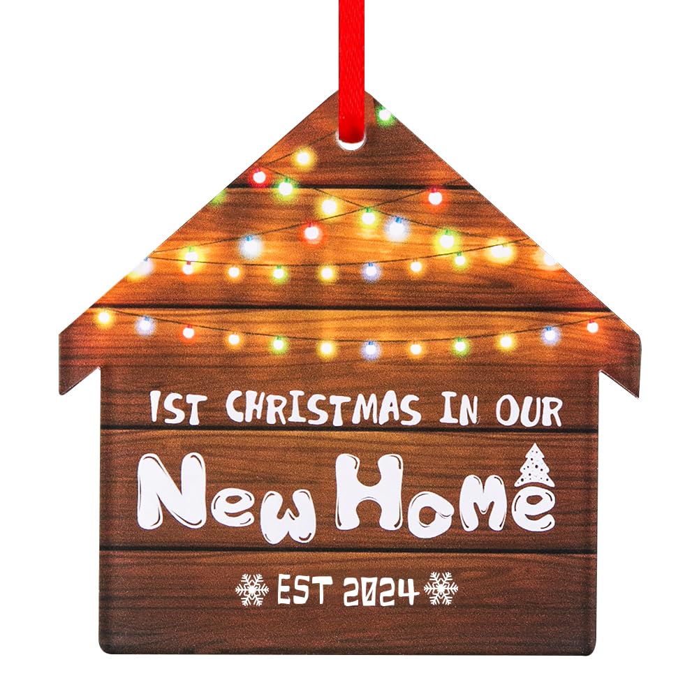 WaaHome First Christmas in Our New Home Ornaments 2024 - Elegant New House Christmas Tree Decorations, Perfect Housewarming Gifts for New Homeowners | Ideal for Holiday Decor, First Home Celebrations & Festive Tree Trimming