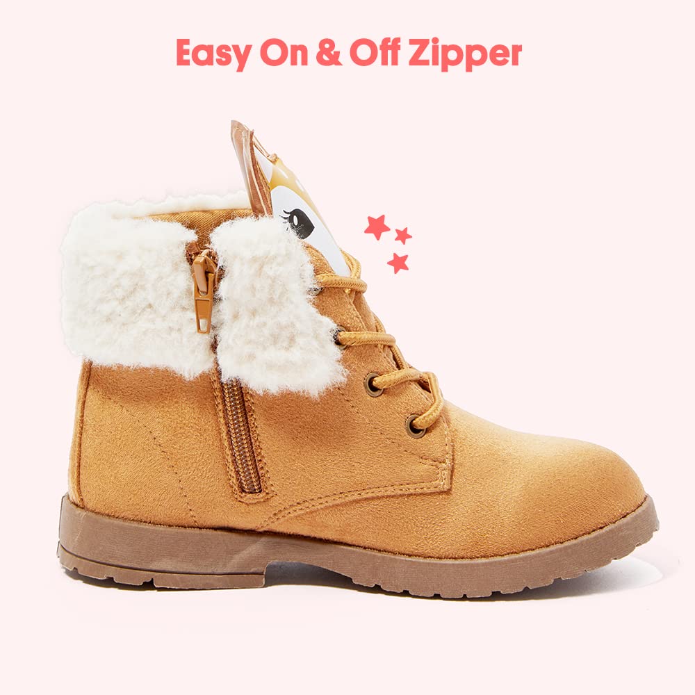 FabKids Girls Fashion Ankle Boots - Cute Combat Boots with Lace Up & Non-Slip Sole for Toddler, Little & Big Kids | Perfect for School, Playdates & Outdoor Adventures
