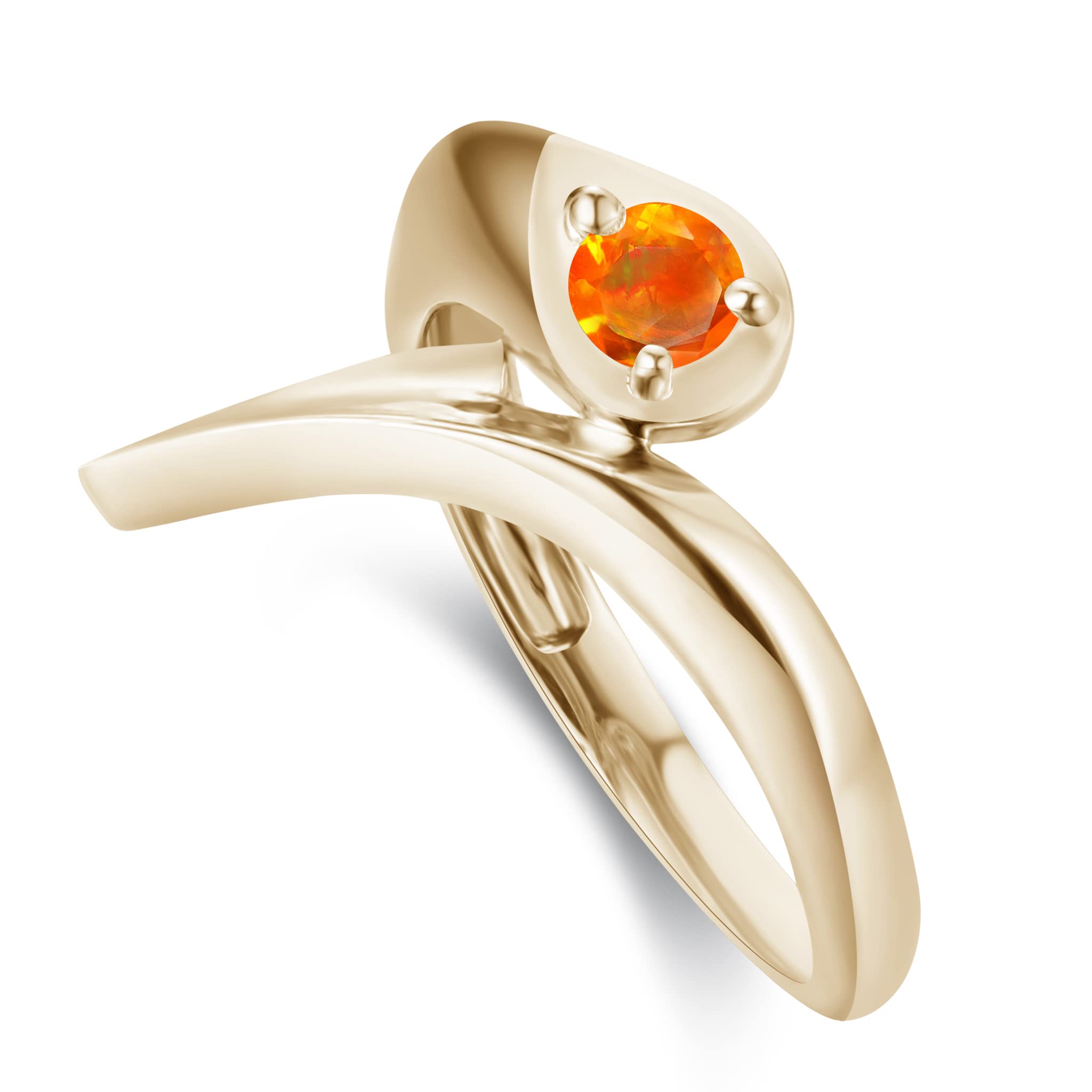 Orange Fire Opal Engagement Ring - 14K Gold Solitaire Alternative Wedding Ring - Bypass Wrap Around Gothic Spike Vine Ring - Asymmetrical Design for Unique Bridal Jewelry & Boho Wedding Bands