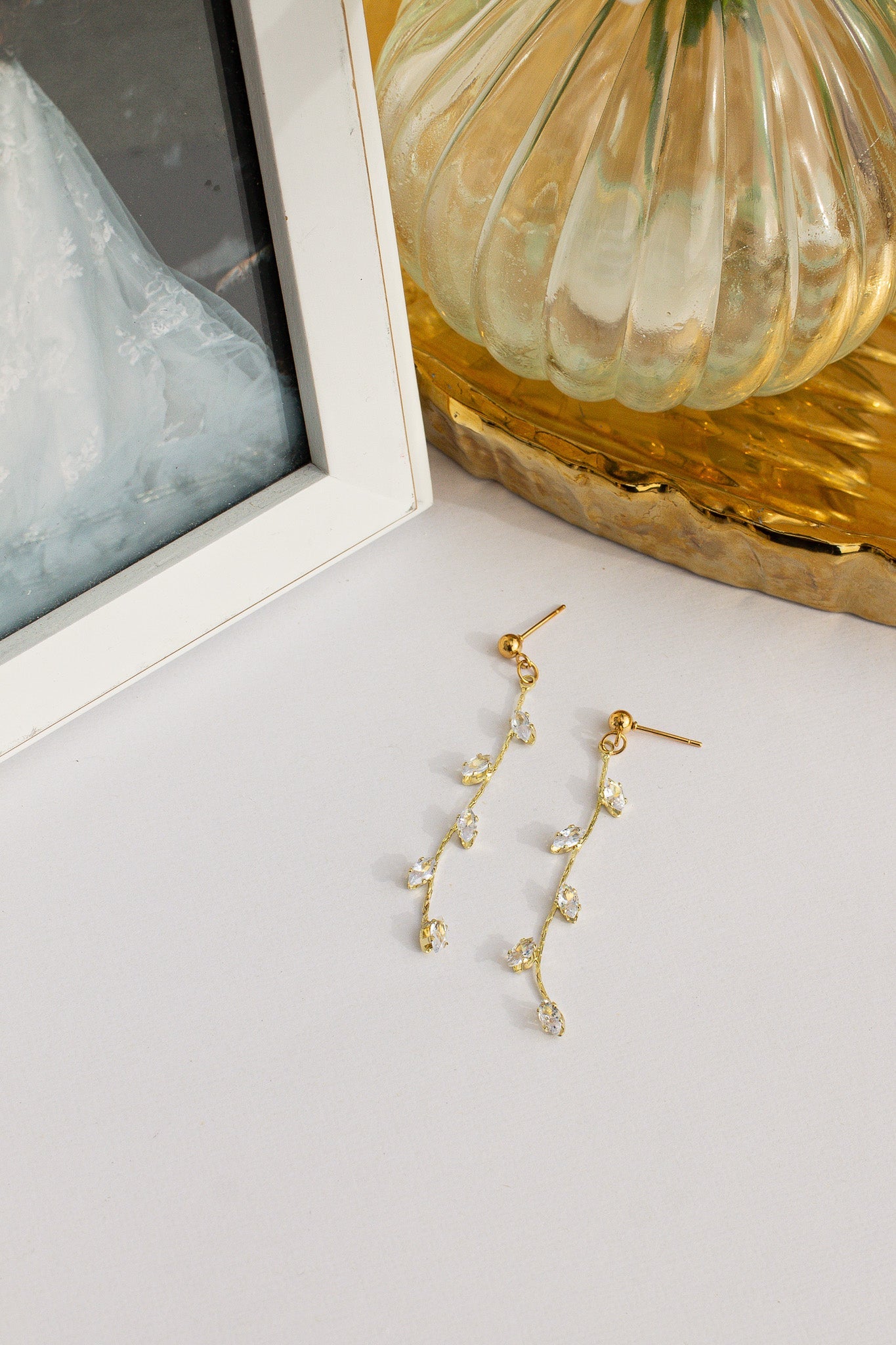 Daphne Dangle Earrings for Women - Elegant Gold Hoop Earrings with Crystals | Perfect for Parties, Weddings & Everyday Wear