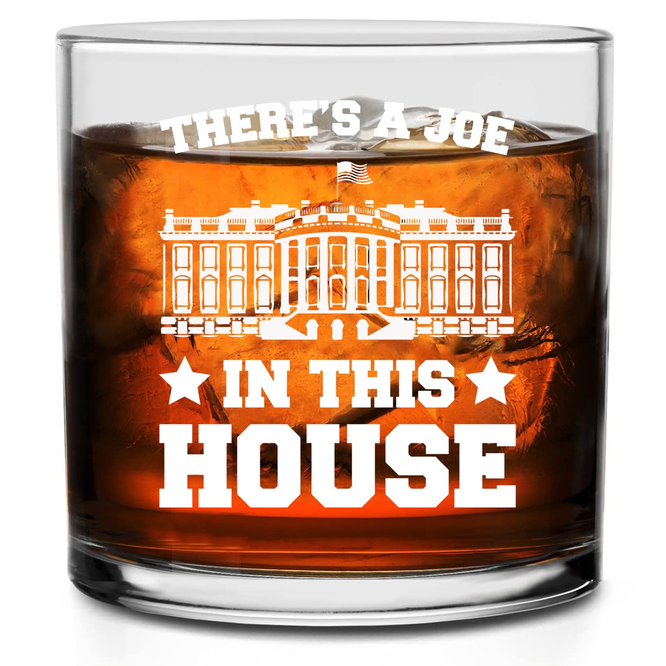 Anti-Biden Whiskey Glass 11oz - Old Fashioned Bourbon Scotch Lowball Clear Rocks Cup - Unique Political Gifts for Men & Women - Personalized Birthday Christmas Present - Perfect for Home Bars, Parties & Conservative Gatherings