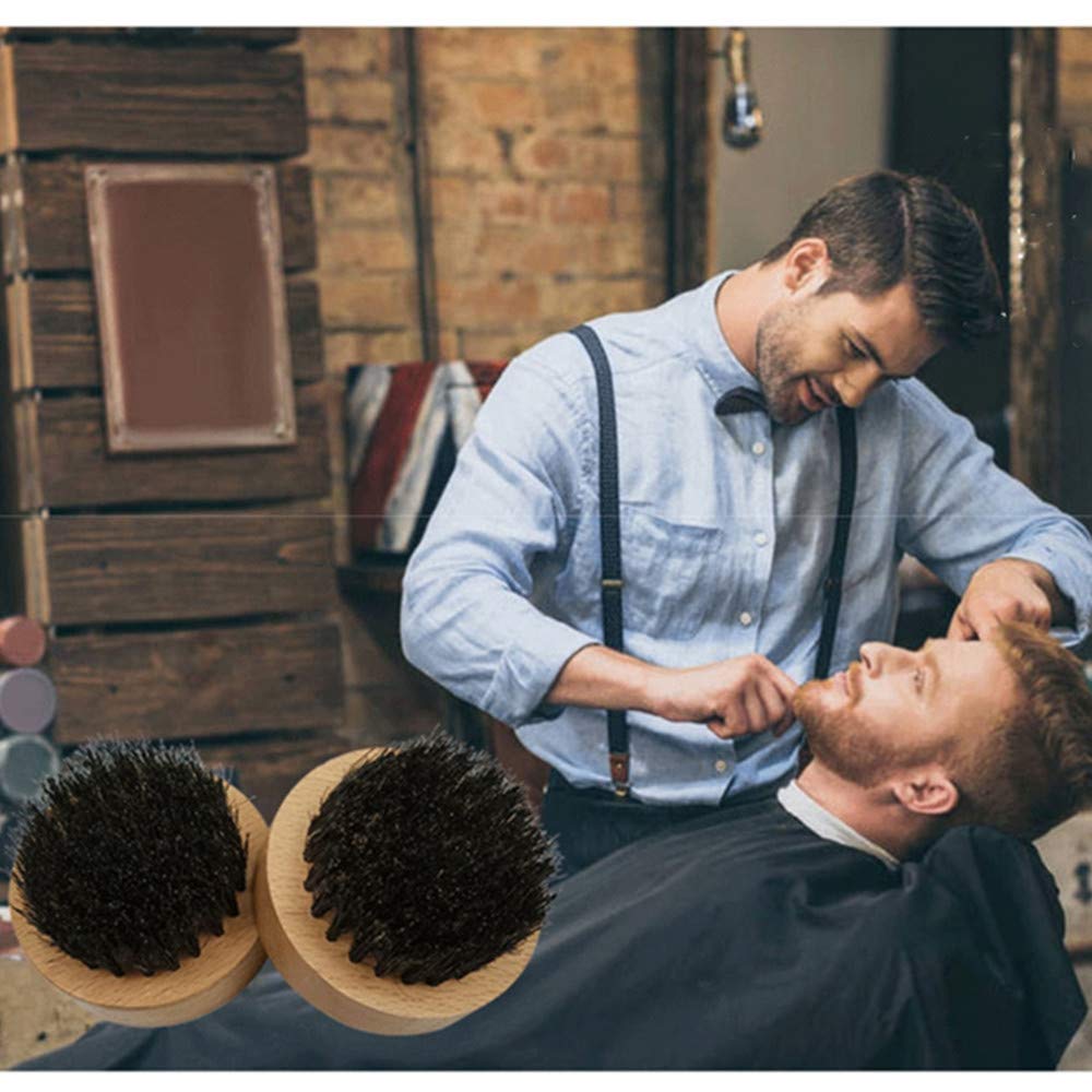 2 Pcs Men's Beard Brush - Natural Boar Bristles for Grooming & Styling - Perfect Gift for Dad