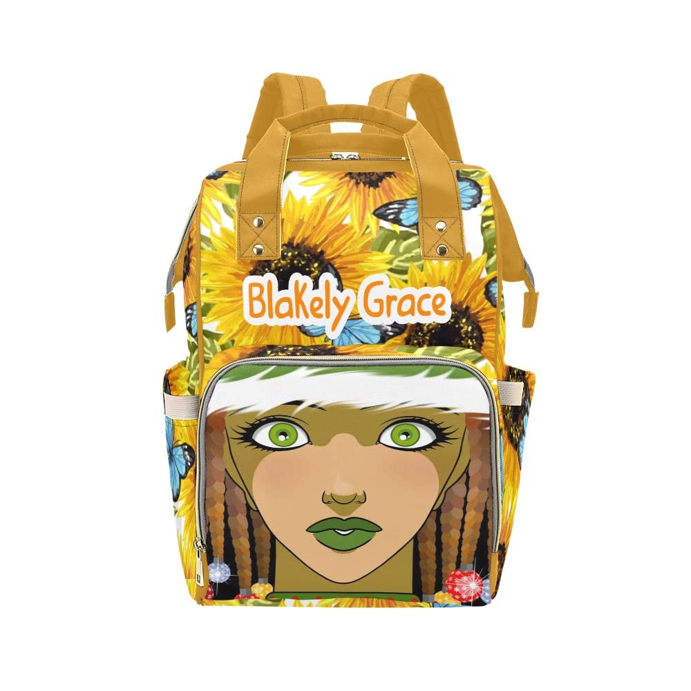 Personalized Sunflower Diaper Backpack for Women & Men - Multi-Functional Baby Travel Bag with Custom Name, Nursing Organizer & Shoulder Straps | Perfect for Daycare, Family Outings & Travel Essentials