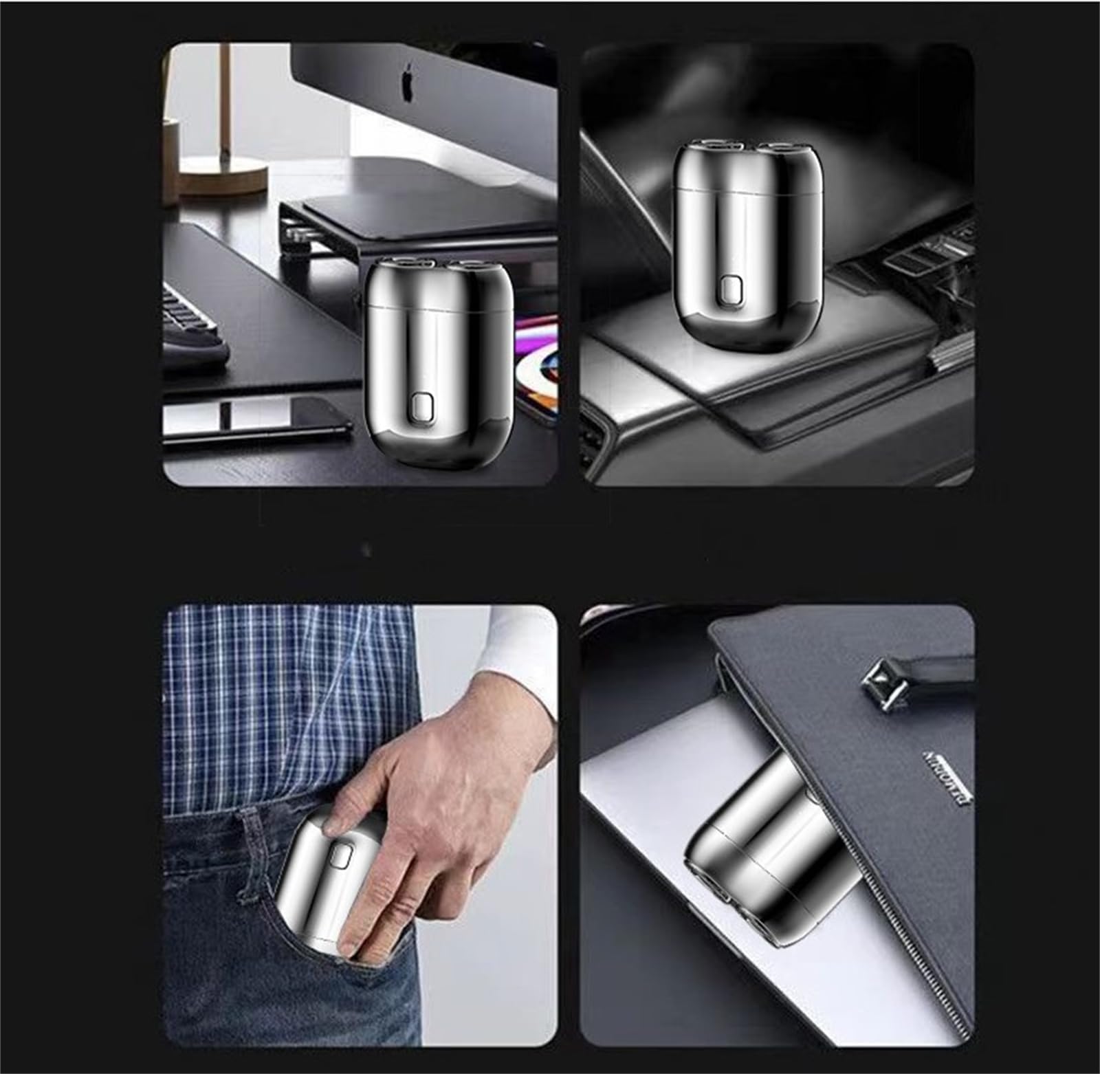 Premium Mini Dual-Head Electric Shaver for Men - Rechargeable Portable Travel Razor with Compact Pocket Size - Gray - Perfect for Business Trips, Gym Bags & Everyday Grooming