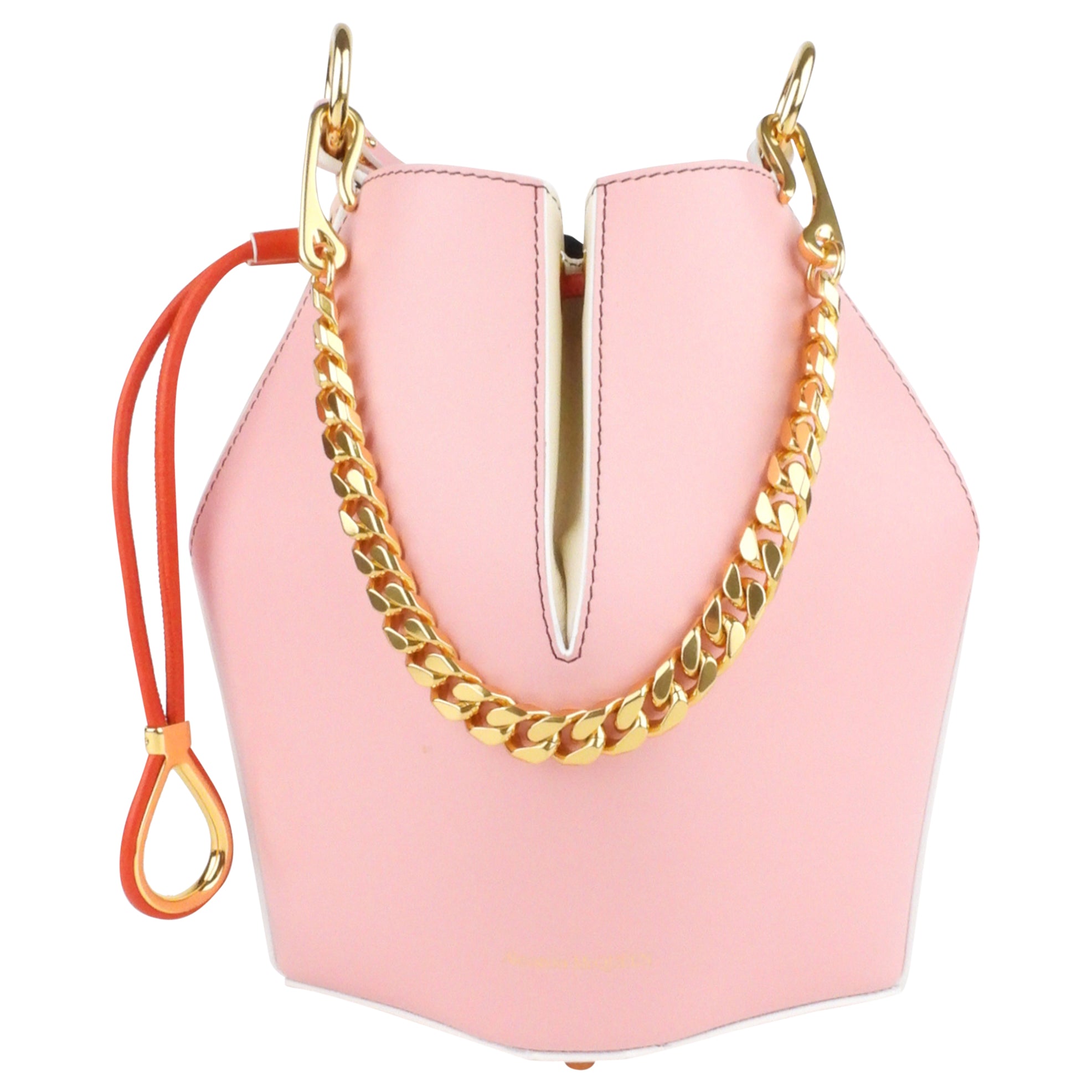 Alexander McQueen Pink Tricolor Leather Small Two-Way Bucket Bag for Women | Stylish Crossbody & Shoulder Handbag | Perfect for Work, Travel & Evening Out
