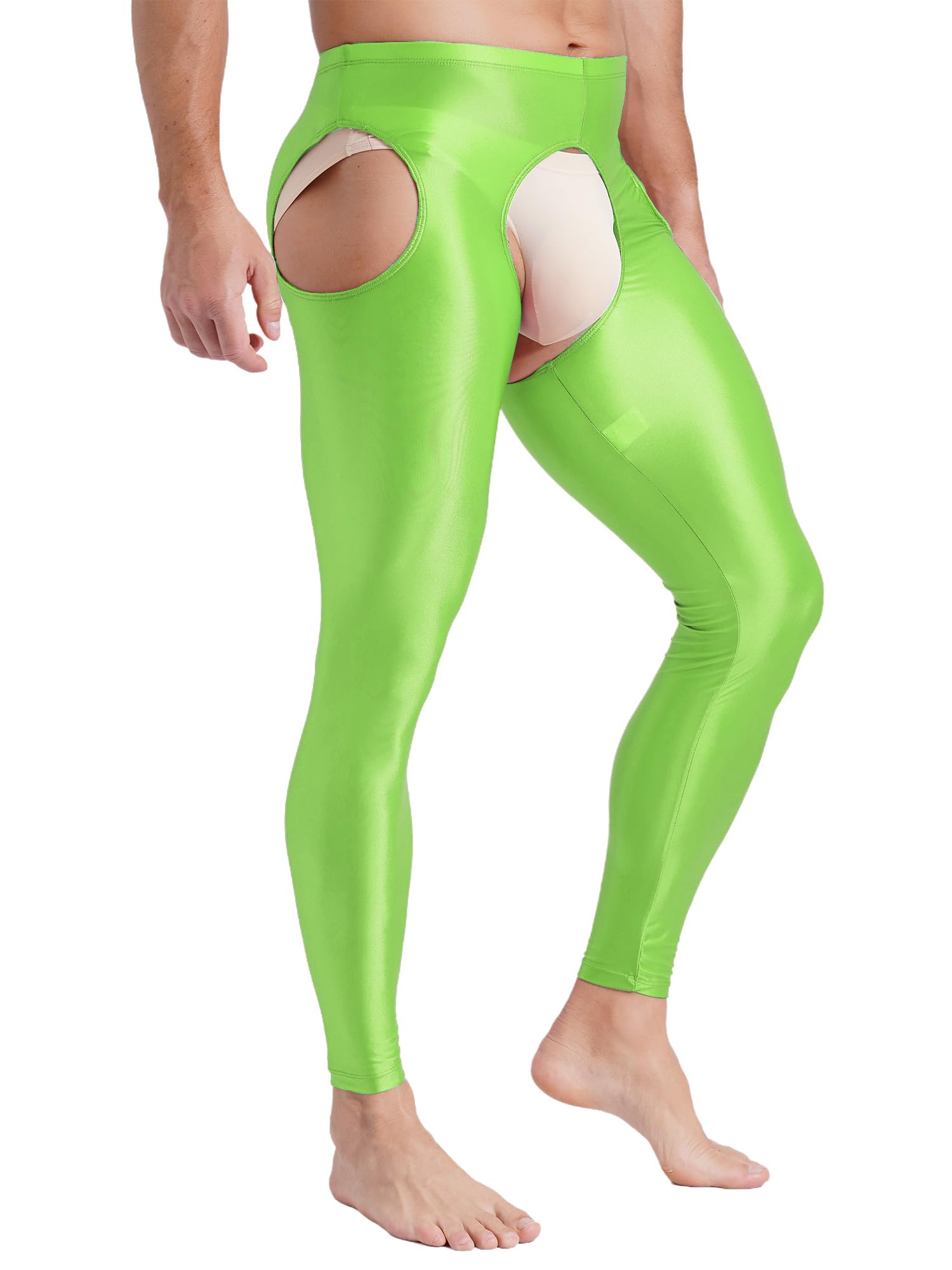 Men's Sheer Seamless Cutout Tights - Compression Workout Leggings with Suspender for Yoga, Running & Gym | Breathable Stretchy Performance Pants