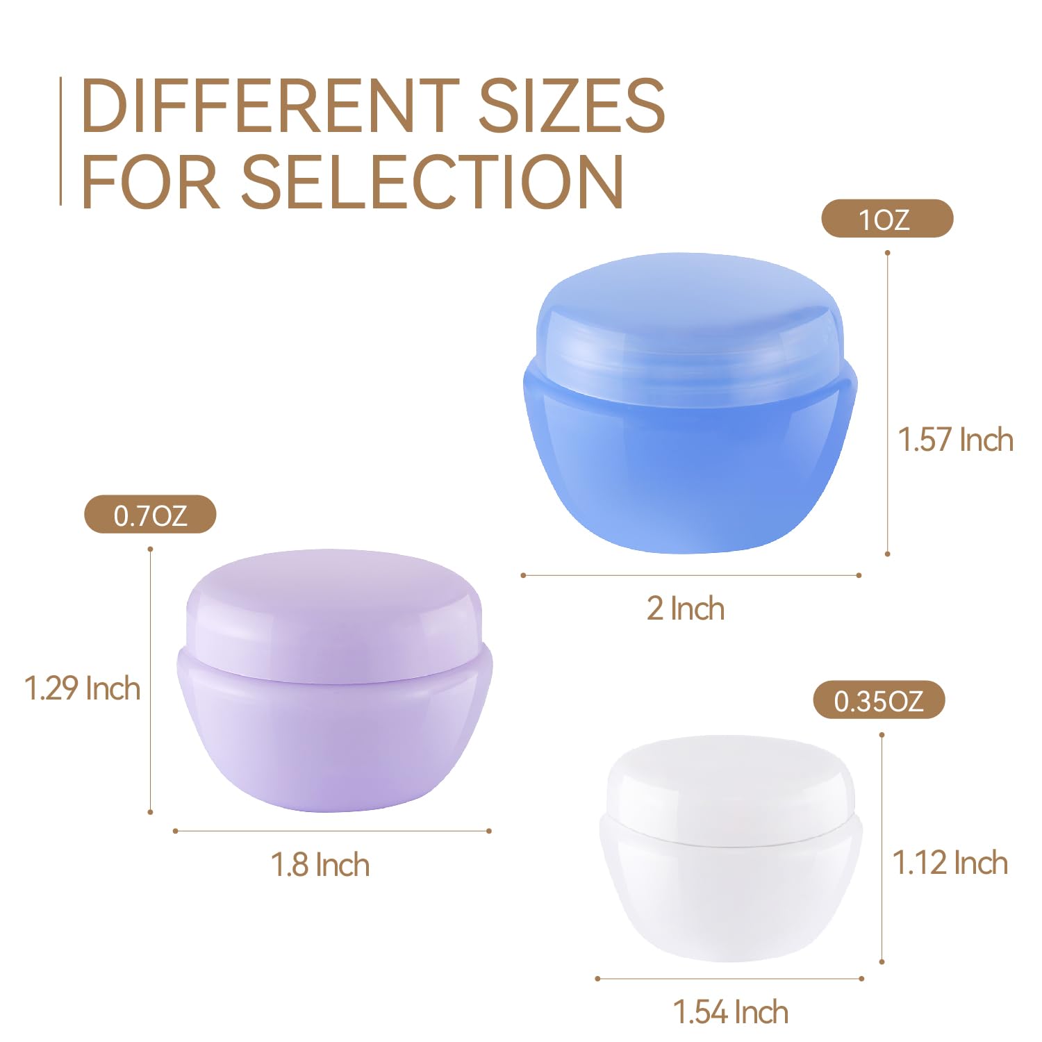 TSA Approved Leak-proof Travel Toiletry Containers Set - 6 Pieces (0.35/0.7/1 oz) for Cosmetics, Makeup, Face & Body Creams | Portable Sample Jars with Secure Lids | Perfect for Air Travel, Gym Bags & On-the-Go Essentials