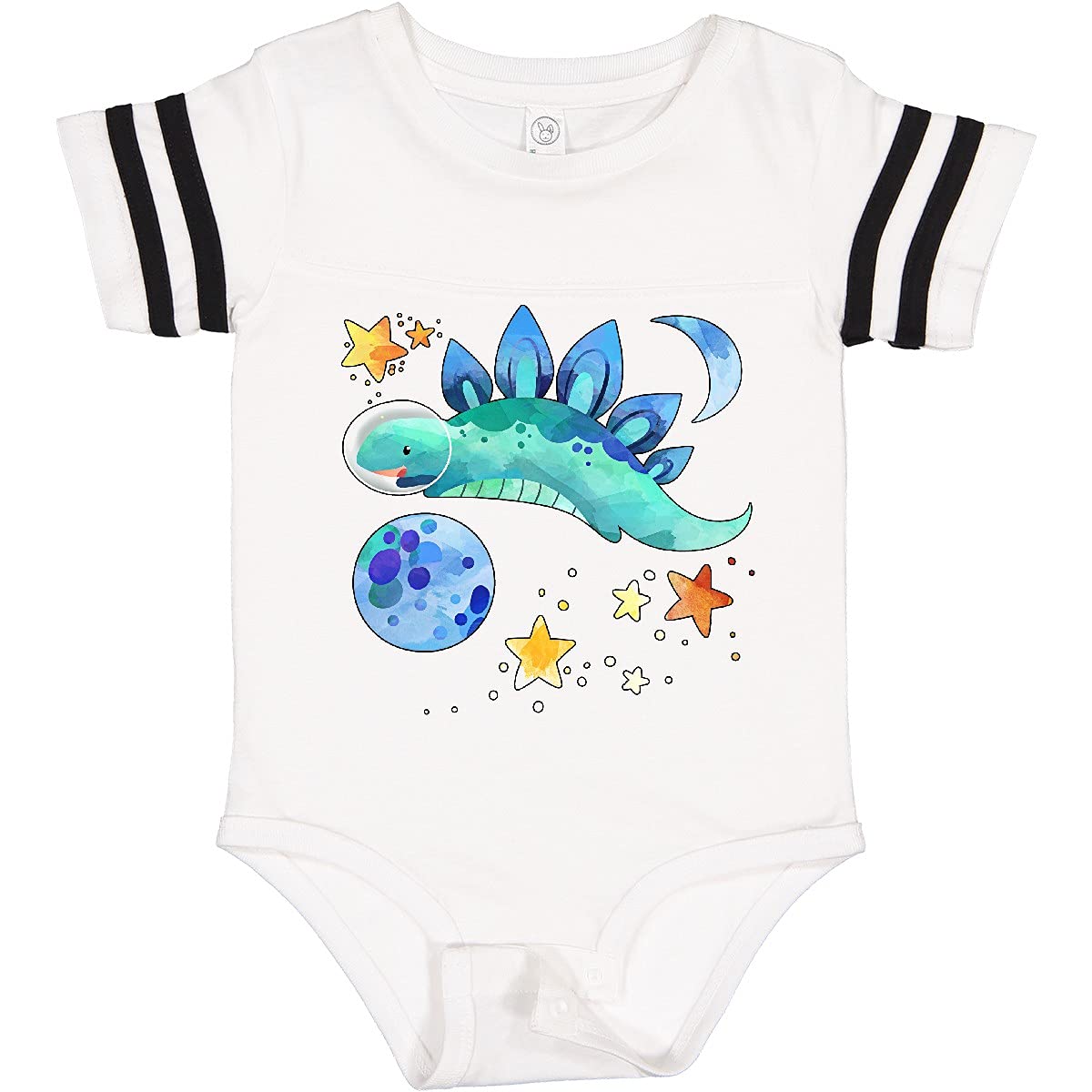 Inktastic Stegosaurus Space Dinosaur with Stars and Planet Baby Bodysuit - Cute Dinosaur Onesie for Boys & Girls - Perfect for Space-Themed Birthday Parties, Baby Showers & Photo Shoots