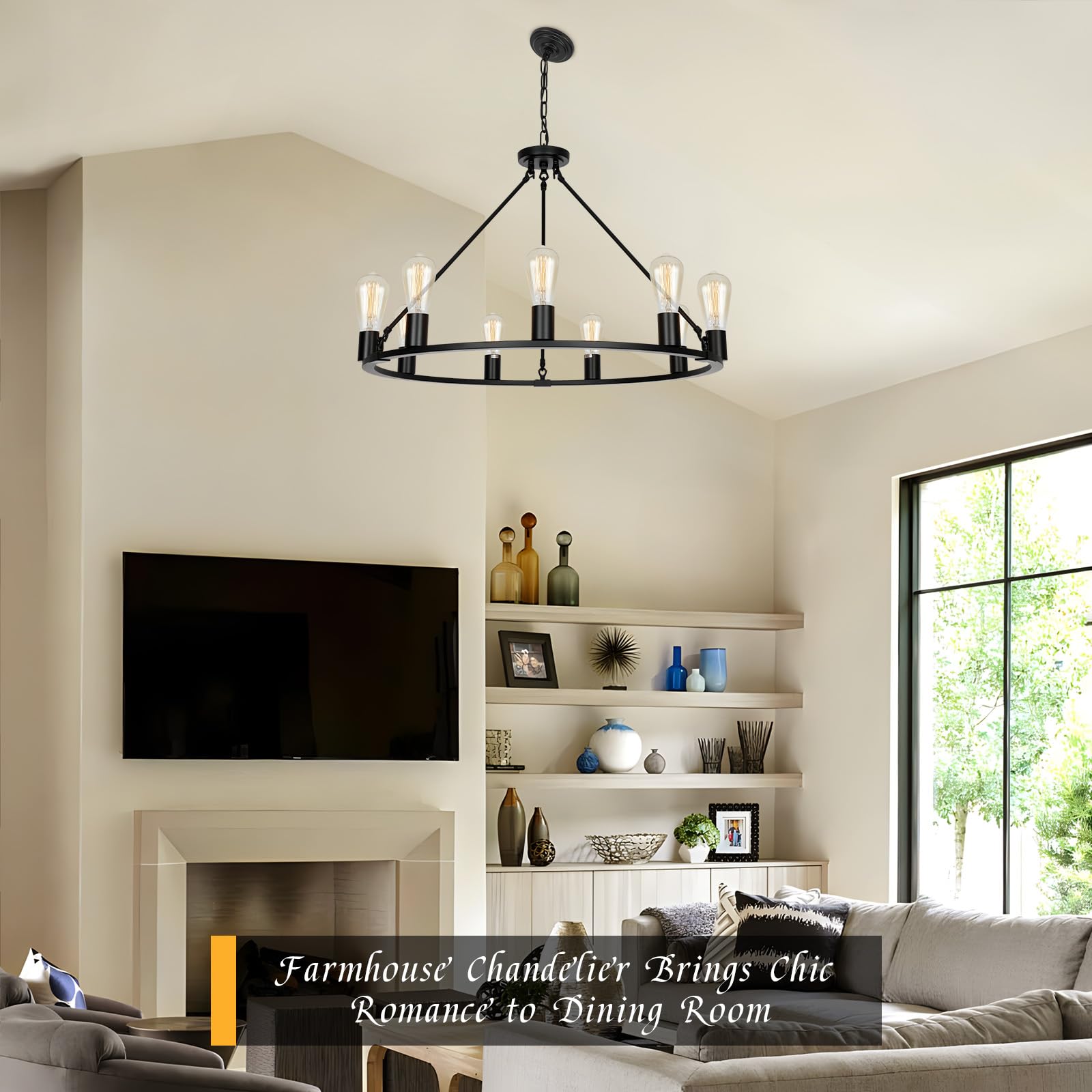 Black Wagon Wheel Chandelier - 32