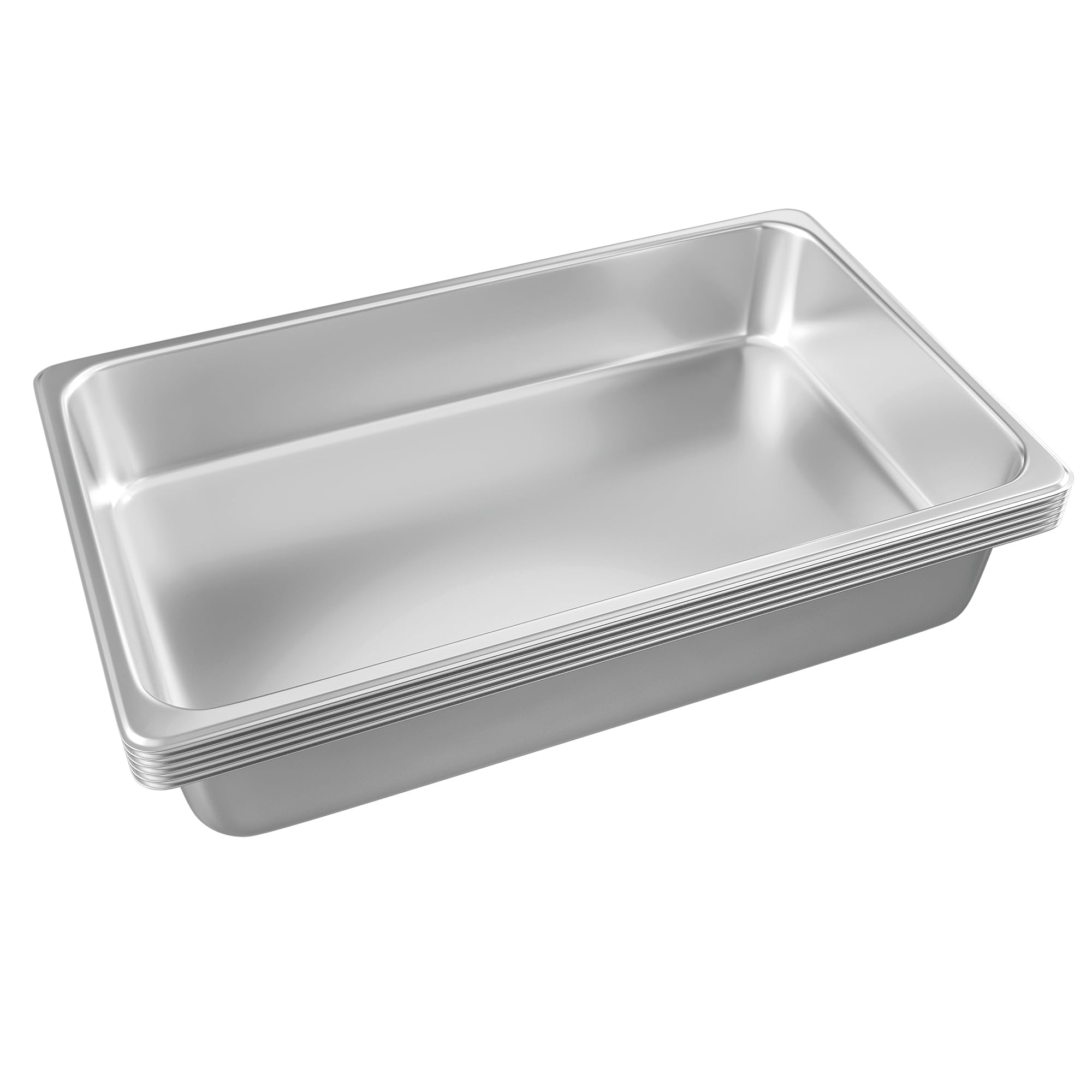6-Pack Stainless Steel 6 Inch Deep Full Size Catering Pans - Commercial Food Storage & Steamer Pans for Hotels, Restaurants & Buffets - Durable Metal Food Trays for Steam Tables & Food Warmers - Perfect for Catering, Meal Prep & Bulk Food Service