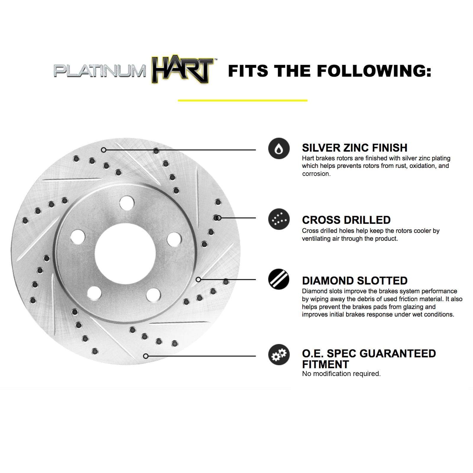 Hart CR.59000.02 Rear Brake Kit - Ceramic Brake Pads & Rotors Combo | High-Performance Braking System for Cars, Trucks & SUVs | Perfect for City Driving, Highway Commuting & Towing