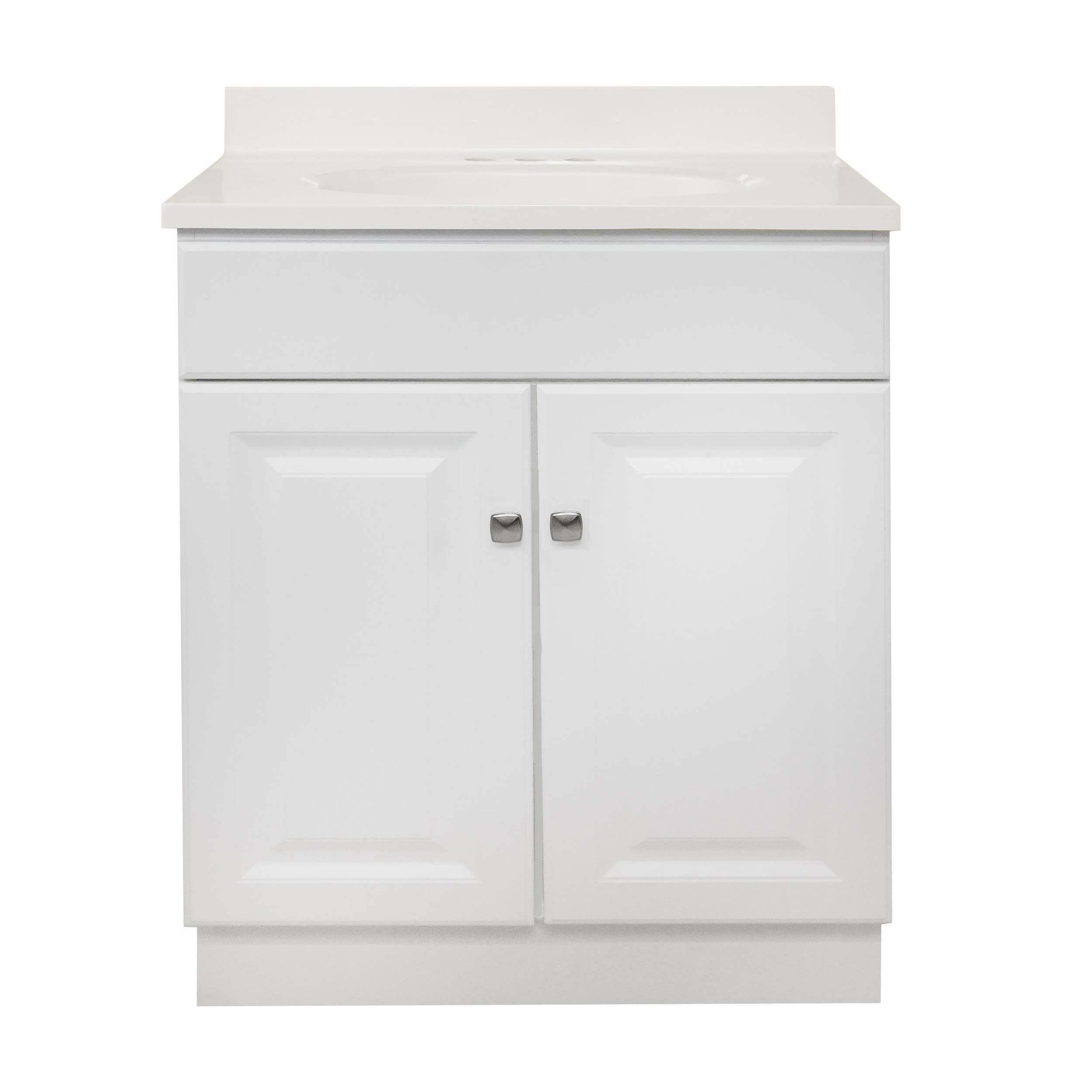 Design House 31-Inch Bathroom Vanity with Ivory Swirl Top – White Ready-to-Assemble Sink Cabinet for Small Bathrooms & Powder Rooms (Model 591222) – Perfect for Modern Homes, Apartments & Guest Baths