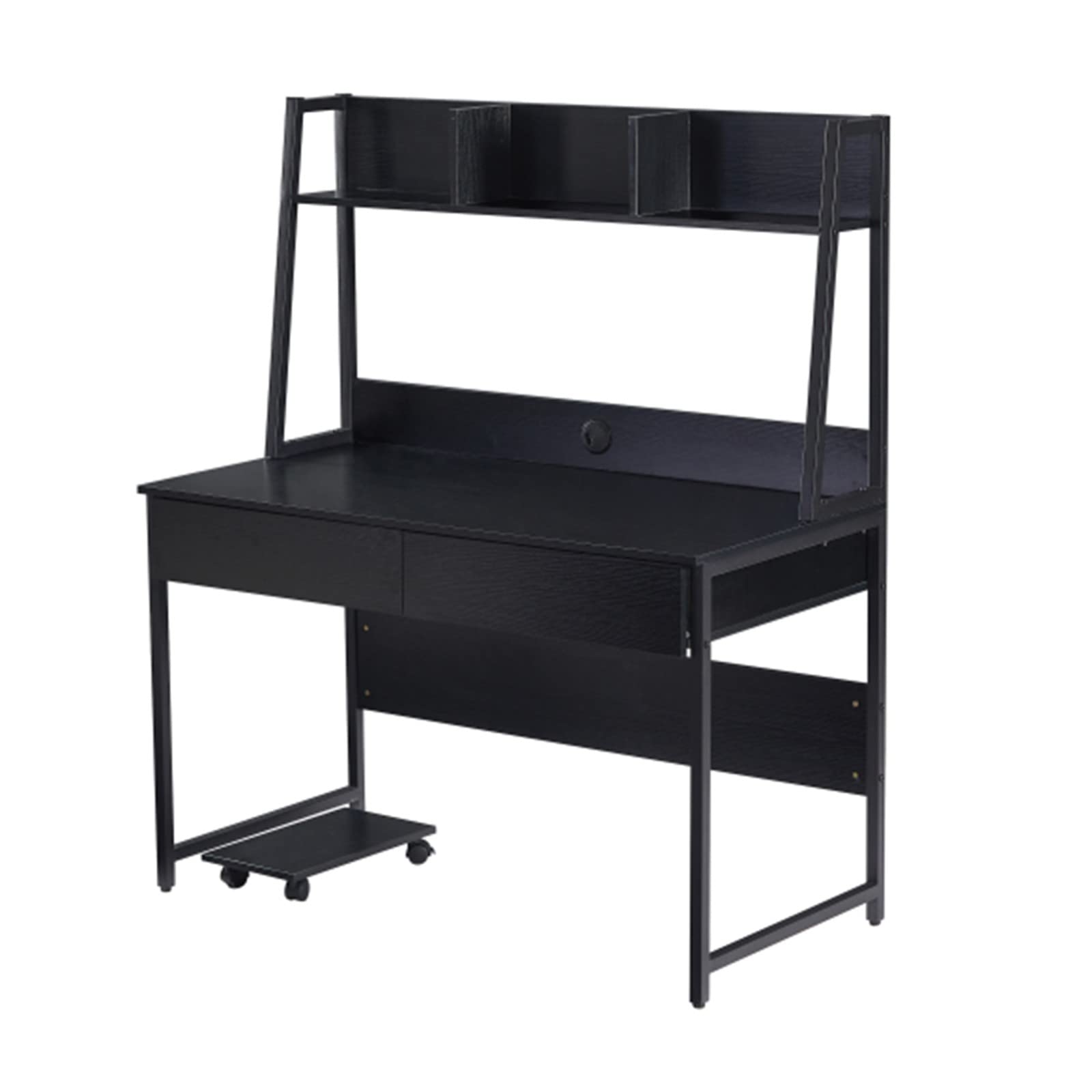 Dalibai Home Office Computer Desk with Hutch & Bookshelf - Space Saving Design, Black Writing Study Desk for Small Spaces - Perfect for Remote Work, Online Classes & Home Office Setup