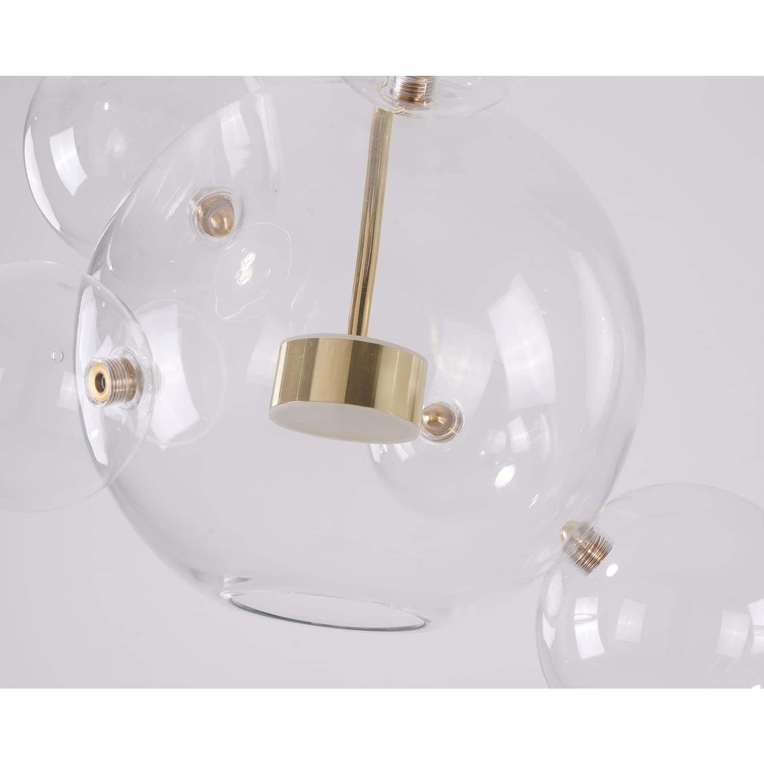 Bethel Clear Bubble Glass LED Chandelier with Gold & Black Hardware - Elegant Lighting Fixture for Dining Room, Living Room, Bedroom & Entryway
