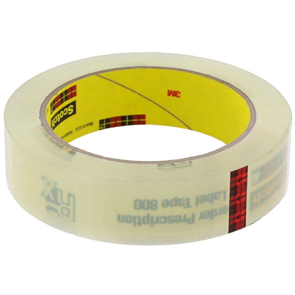 Scotch Prescription Label Tape 1 Inch x 72 Yards (12 Pack) - Waterproof Medical Adhesive for Pharmacy Bottles, Organizing Medicine & First Aid Kits