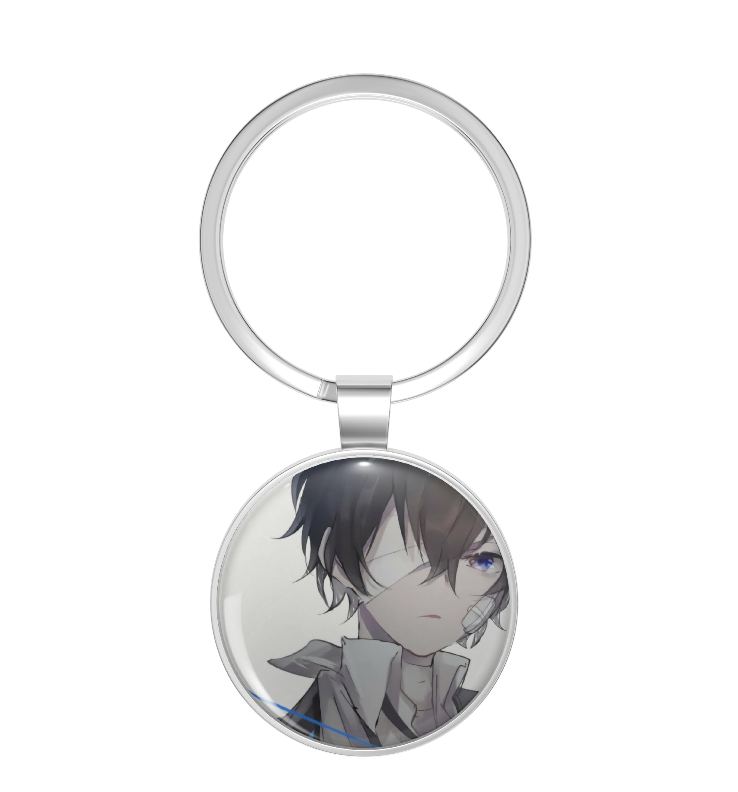 Bungo Stray Dogs Dazai Osamu Double-Sided Stainless Steel Keychain - Anime Fan Art Collectible for Cosplay, Gift & Bag Accessories