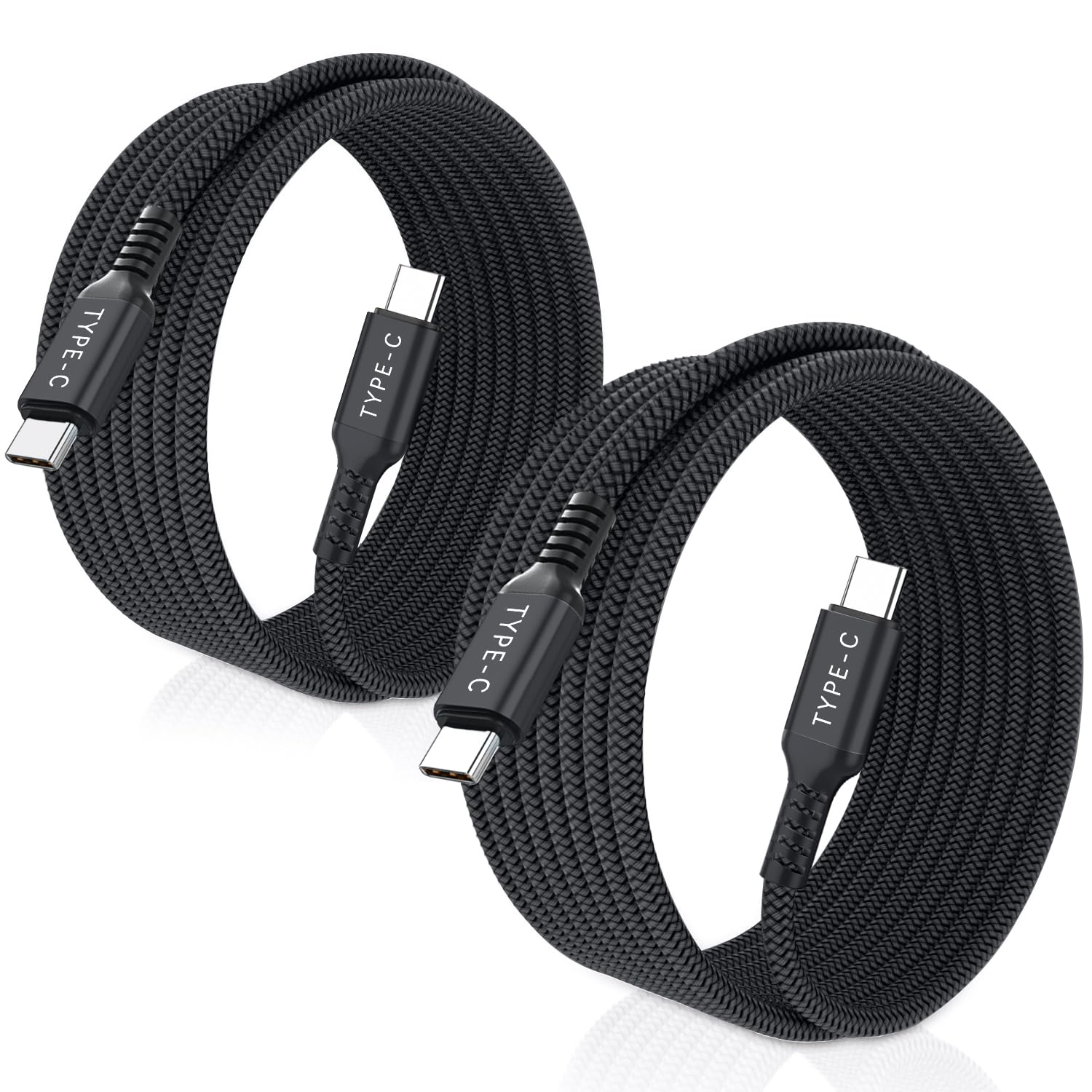 Basesailor 2-Pack 15ft USB C to USB C Cable 100W Fast Charging PD Power Delivery - Compatible with MacBook, iPad Pro/Air/Mini, Samsung Galaxy Z Flip/Fold, Google Pixel - Perfect for Home, Office & Travel Charging