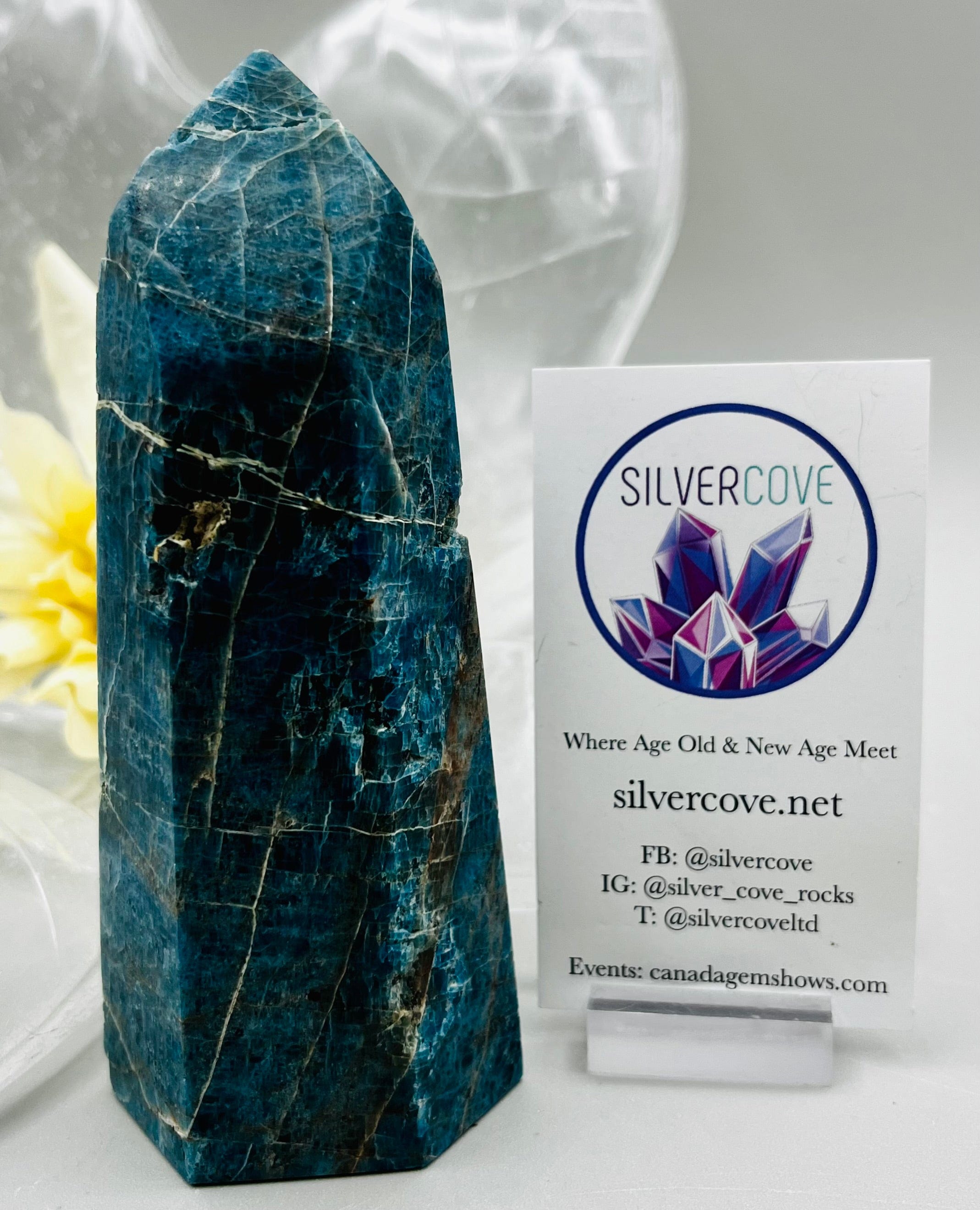Natural Blue Apatite Crystal Tower - Healing Stone for Meditation, Energy Work & Home Decor (6 inch) | Perfect for Reiki, Chakra Balancing & Spiritual Gifts