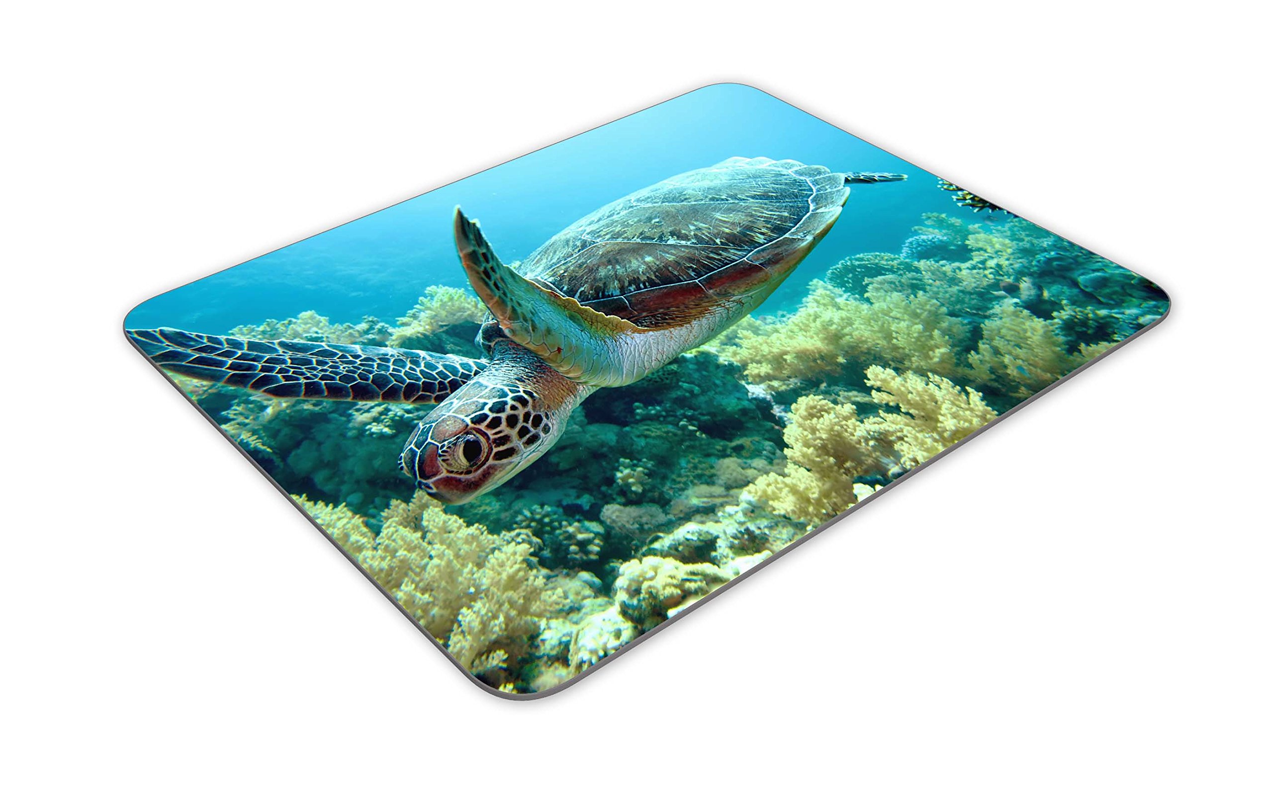 Eco-Friendly Green Sea Turtle Mouse Pad - Natural Rubber Non-Slip Desk Mat with Wrist Support (9.5