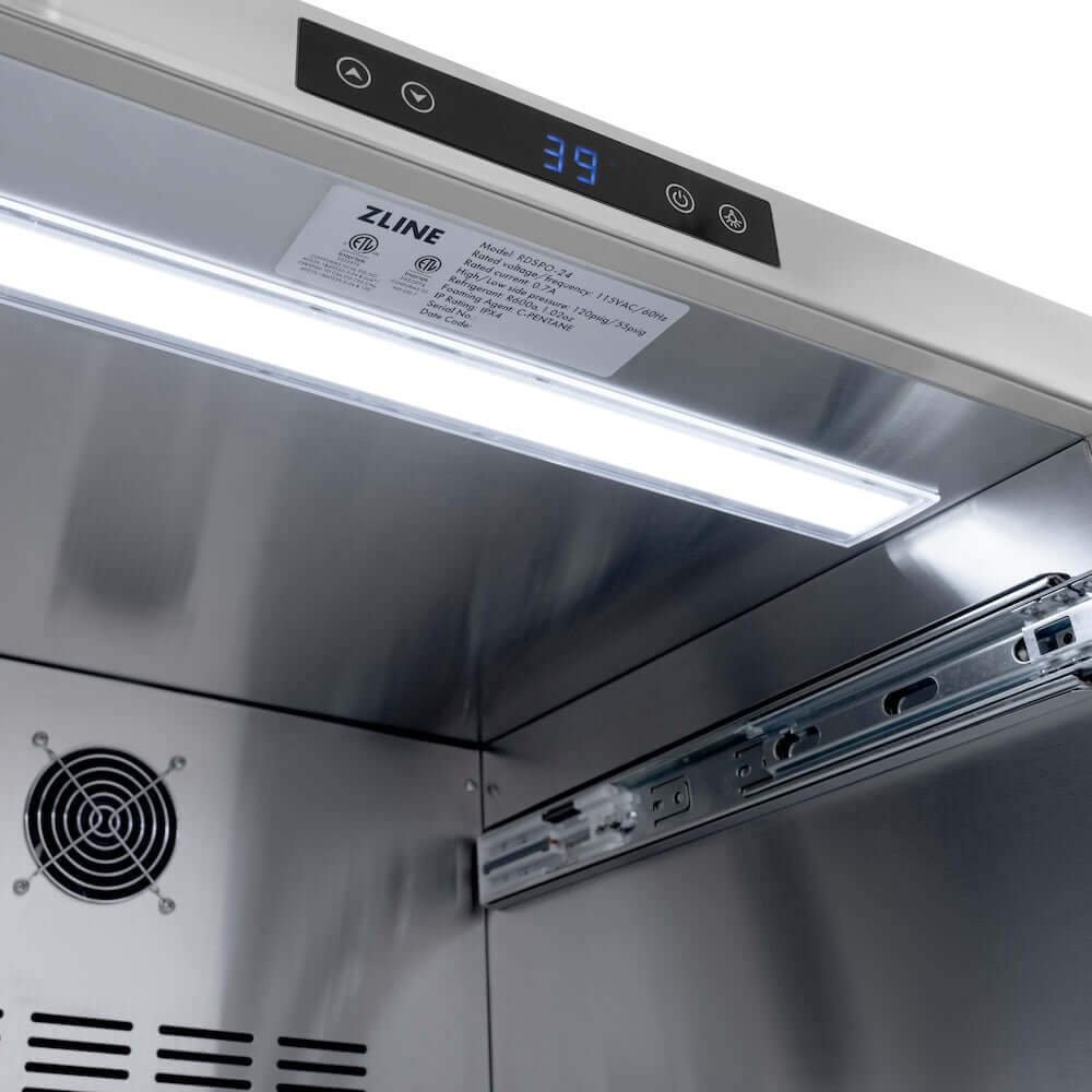 ZLINE 24 Inch Stainless Steel Outdoor Rated Refrigerator Drawer - Panel Ready Dual Door Design (168 Can Capacity) - Perfect for Outdoor Kitchens, Patio Bars & Backyard Entertaining