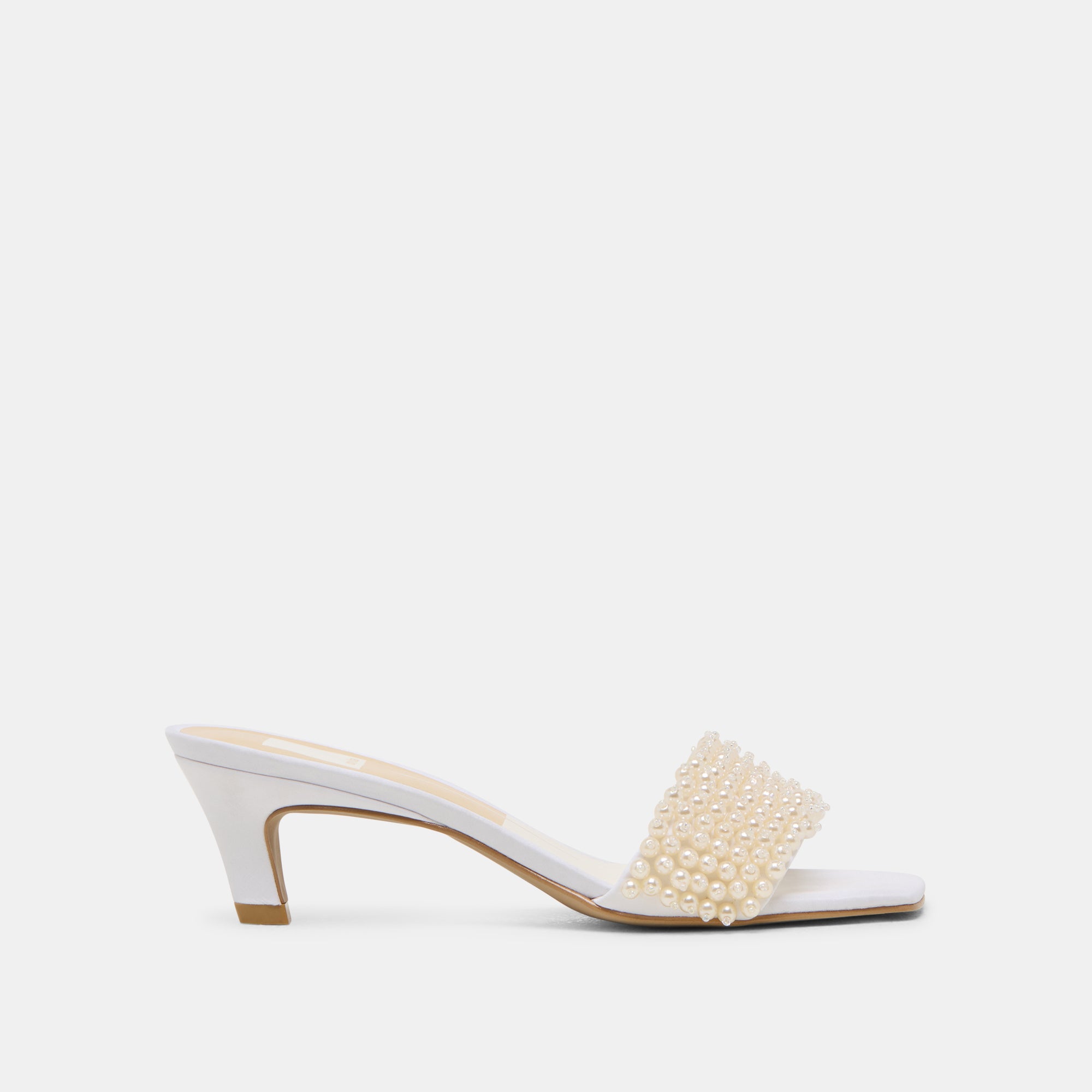 REXA PEARL HEELS - Off White Satin Women's Dress Shoes for Weddings, Parties & Special Occasions