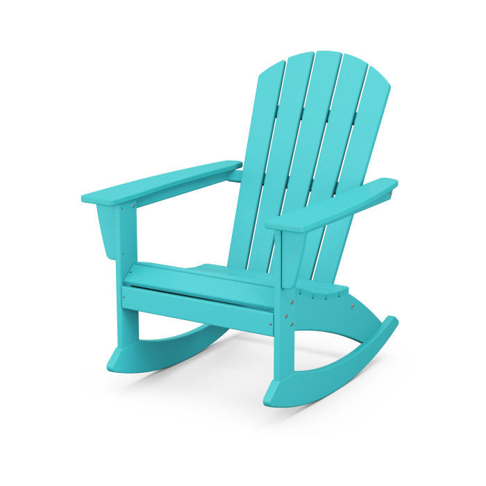 POLYWOOD Nautical Adirondack Rocking Chair - All-Weather Outdoor Rocking Chair for Patio, Deck, Garden & Beach - Durable & Comfortable Furniture