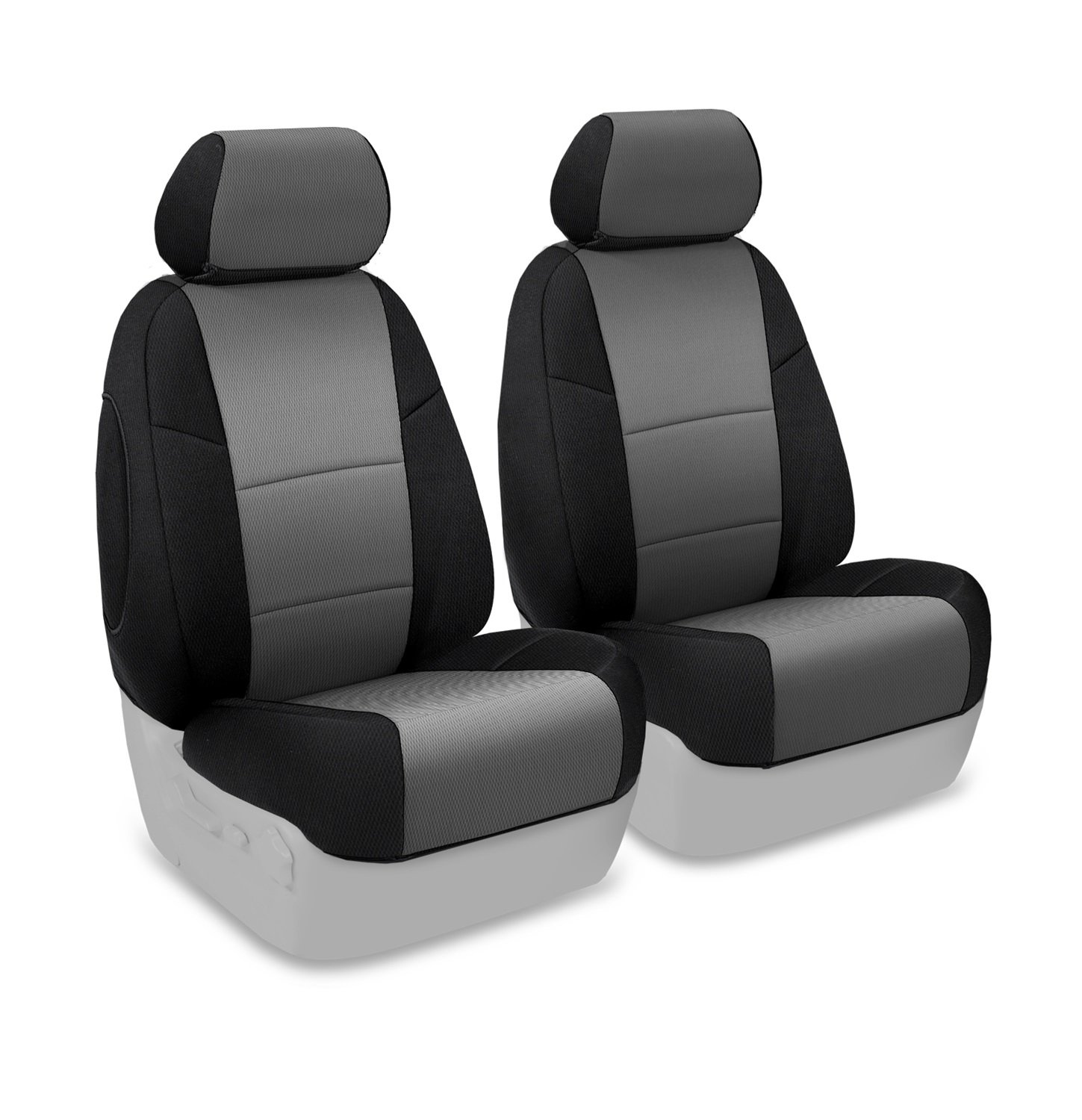 Coverking Custom Fit 50/50 Bucket Seat Covers for Jeep Wrangler - Spacermesh 2-Tone Gray & Black | Durable Protection for Off-Road & Daily Driving