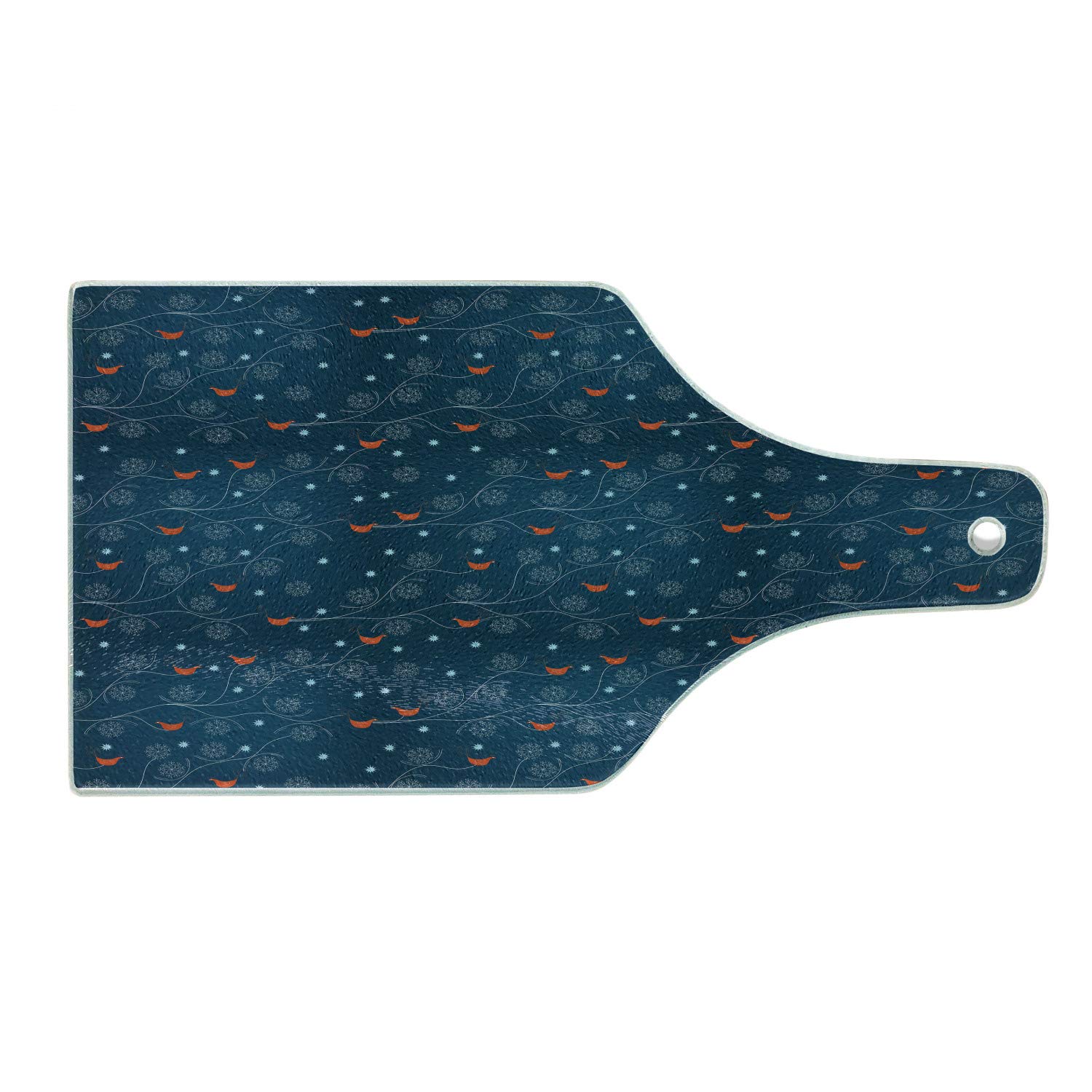 Ambesonne Winter Themed Tempered Glass Cutting Board - Cute Orange Birds on Snowy Leafless Tree Branches Design, Petrol Blue & Orange Decorative Serving Board for Kitchen, Charcuterie & Wine Cheese Platter - Perfect for Holiday Entertaining & Gift Giving