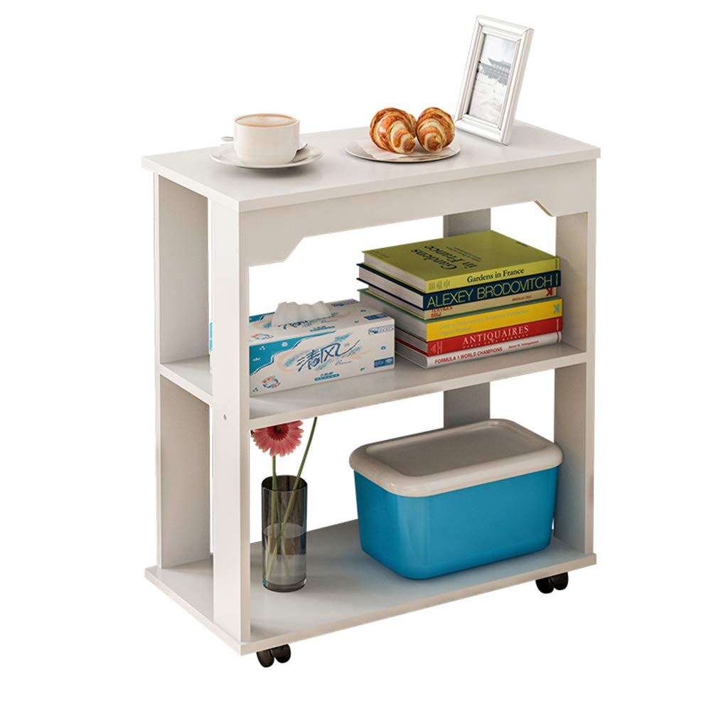 3-Tier Mobile End Table with Bookshelf Storage - Compact Side Table for Living Room, Sofa, Bedroom & Bedside - 60x30x64cm Multi-Purpose Furniture for Small Spaces