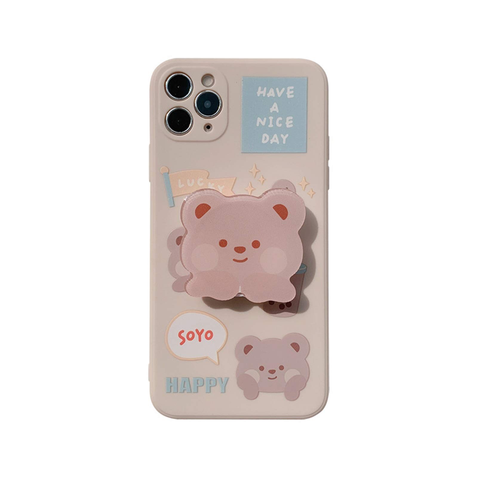 Cute Cartoon Milk Tea Bear Phone Case for iPhone 12/11/Pro Max/XR/X/Xs Max/7/8/Plus/SE 2020 - Soft Silicone Protective Cover (Pink) - Perfect for Daily Use, School & Work