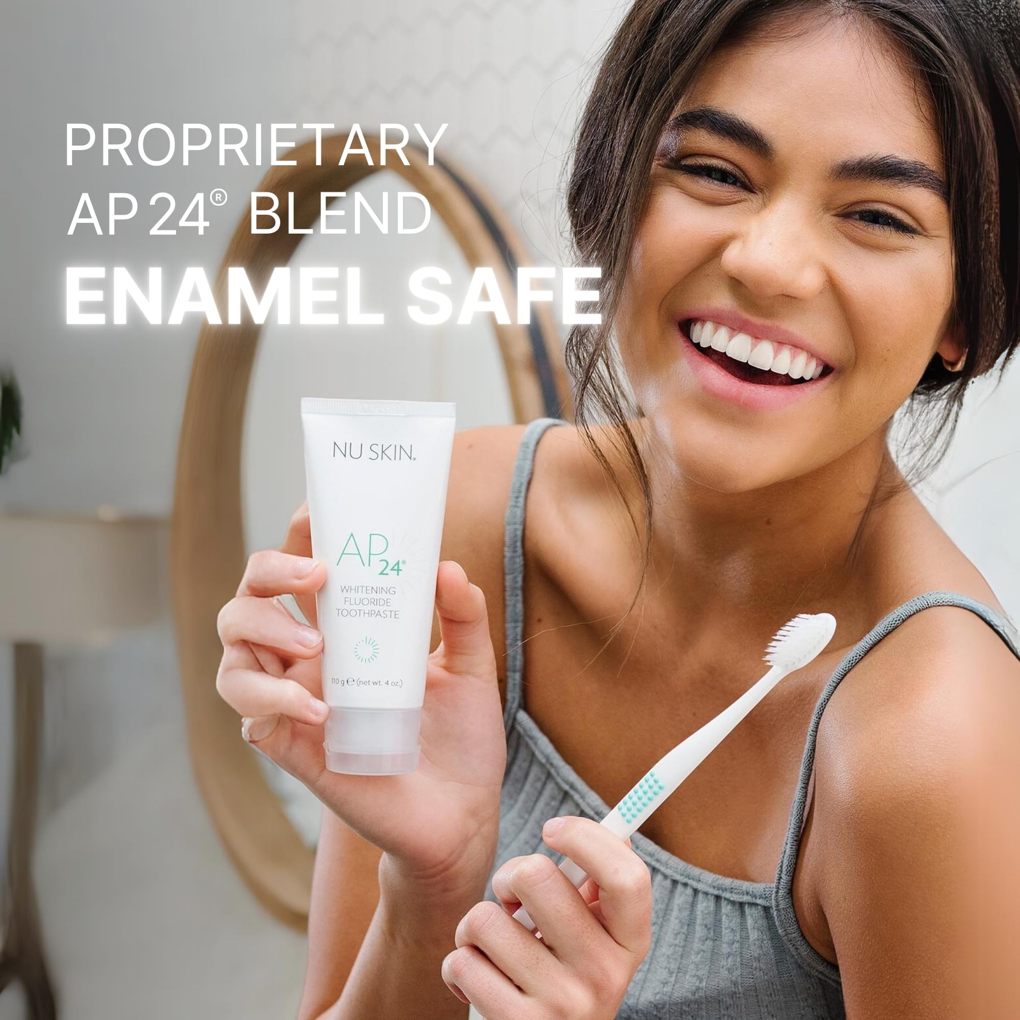 Nu Skin AP 24 Whitening Fluoride Toothpaste 4oz - Brightens & Whitens Teeth, Prevents Cavities with Vanilla Mint Flavor (1 Pack) - Perfect for Daily Oral Care & Stain Removal