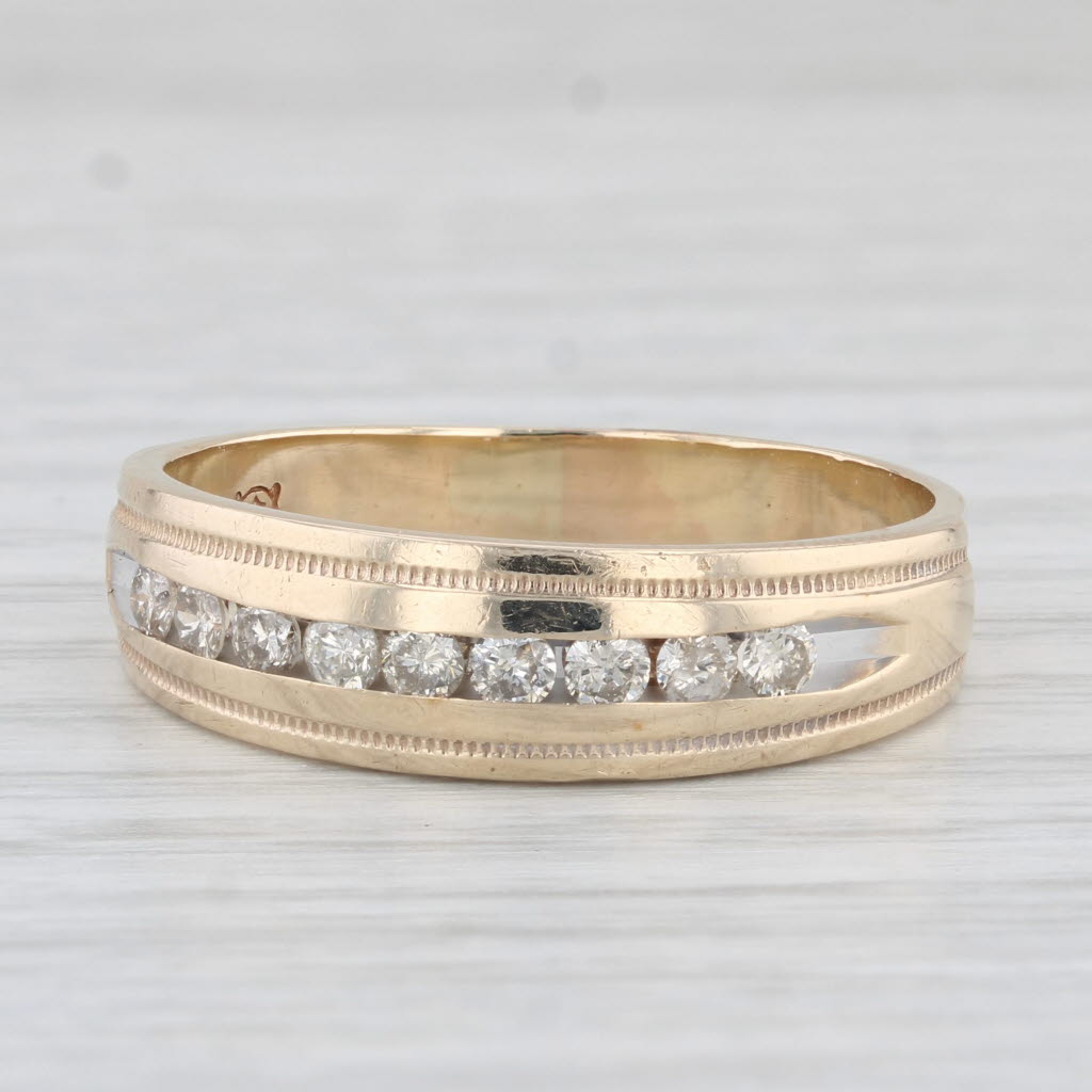 0.48ctw Diamond Men's Wedding Band Ring - 10k Yellow Gold, Size 12.5 - Perfect for Engagement, Anniversary & Special Occasions