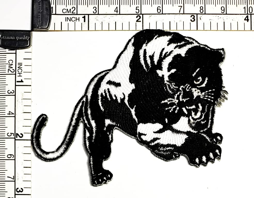 2pcs Black Panther Cat Puma Jaguar Leopard Cougar Animal Cartoon Embroidered Iron On Patches - Sew On Badges for Jeans, Jackets, Hats, Backpacks & Shirts - DIY Sticker Appliques & Decorative Patches for Cosplay, Costumes & Fashion Accessories