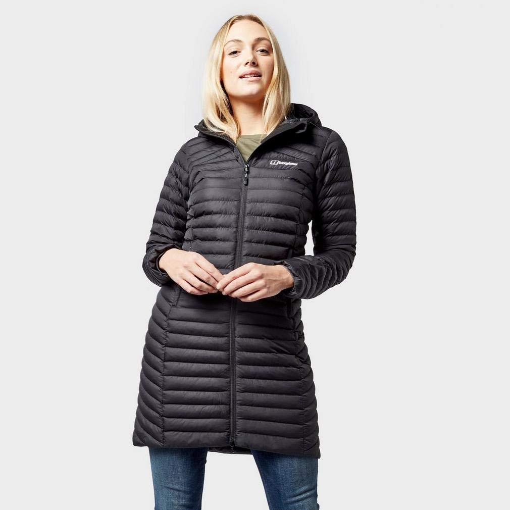 Berghaus Nula Micro Long Women's Padded Hooded Jacket Coat - Waterproof Winter Parka for Hiking & Outdoor Activities (Black, Size 10)