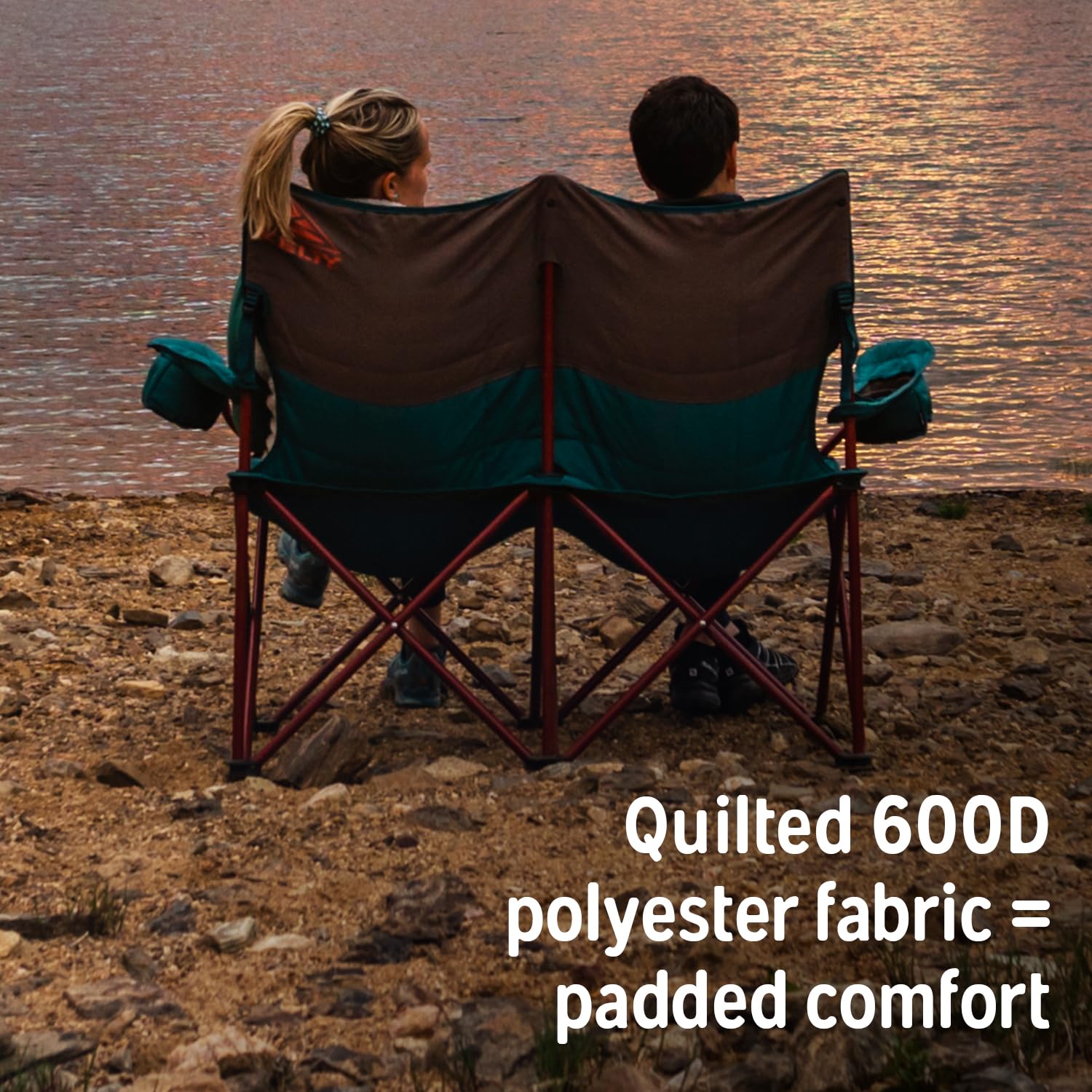 Kelty Loveseat Double Outdoor Camping Chair for 2 People - Heavy Duty Portable Folding Chair for Camping, Beach, Picnics, Festivals & Concerts - Updated 2022 Design
