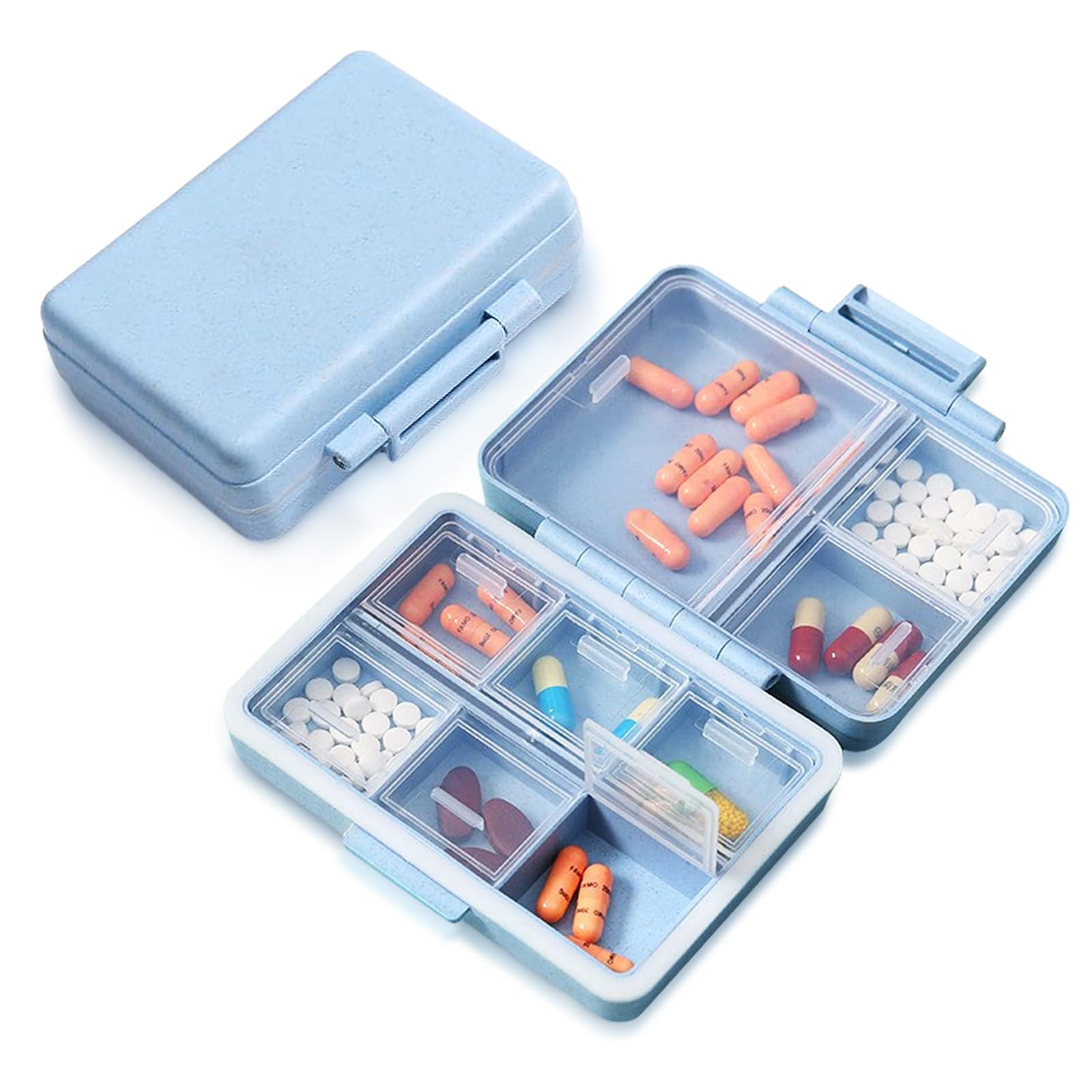 7-Day Travel Pill Organizer with 9 Compartments - Portable Daily Pill Box for Purse or Bag (Blue) | Perfect for Medication Management at Home, Work, or On-The-Go Travel