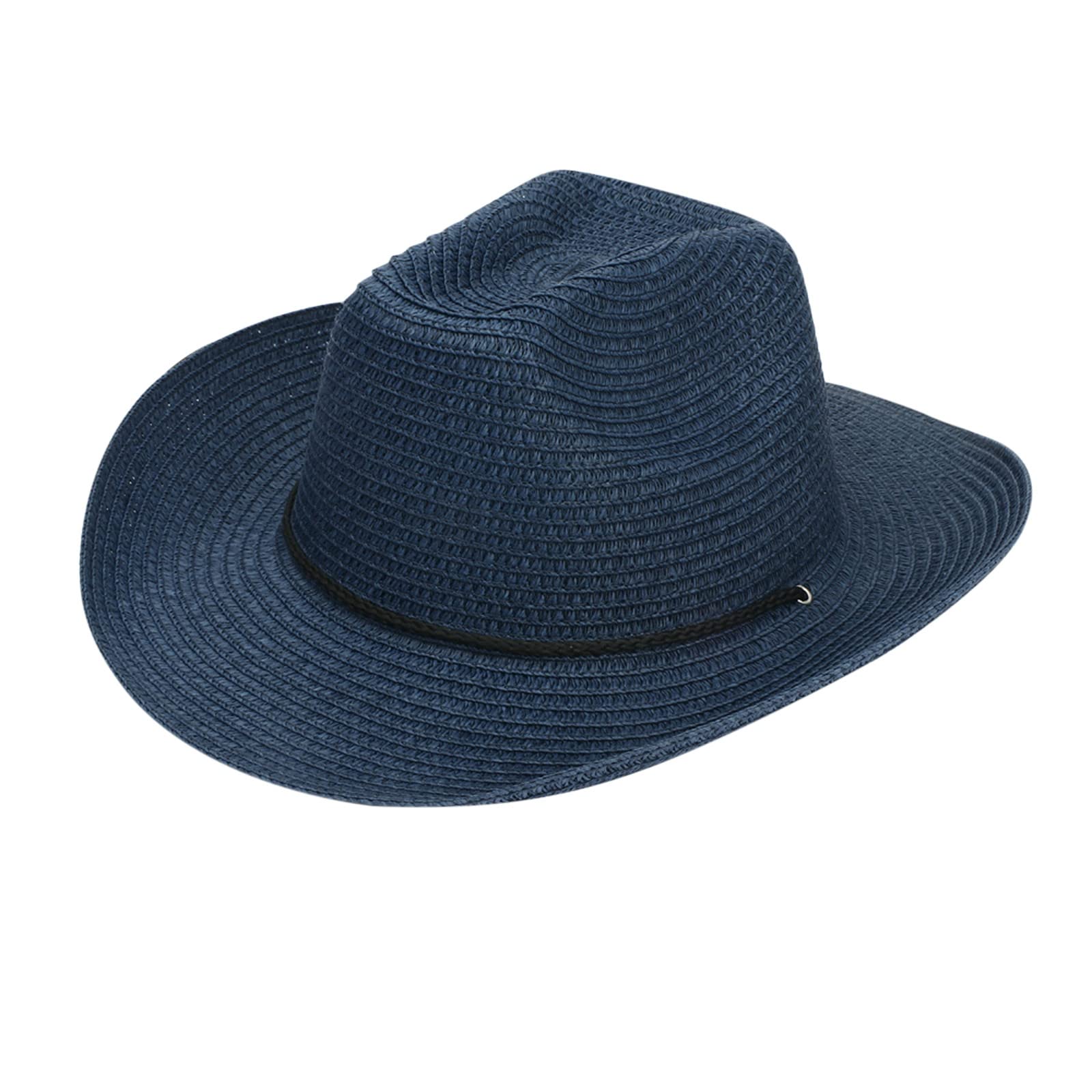 Vintage Western Cowboy Hat for Men & Women - Summer Sun Protection Beach Hat with Adjustable Drawstring | Outdoor Rodeo, Country Music Festivals, Beach Vacations & Sunscreen Activities