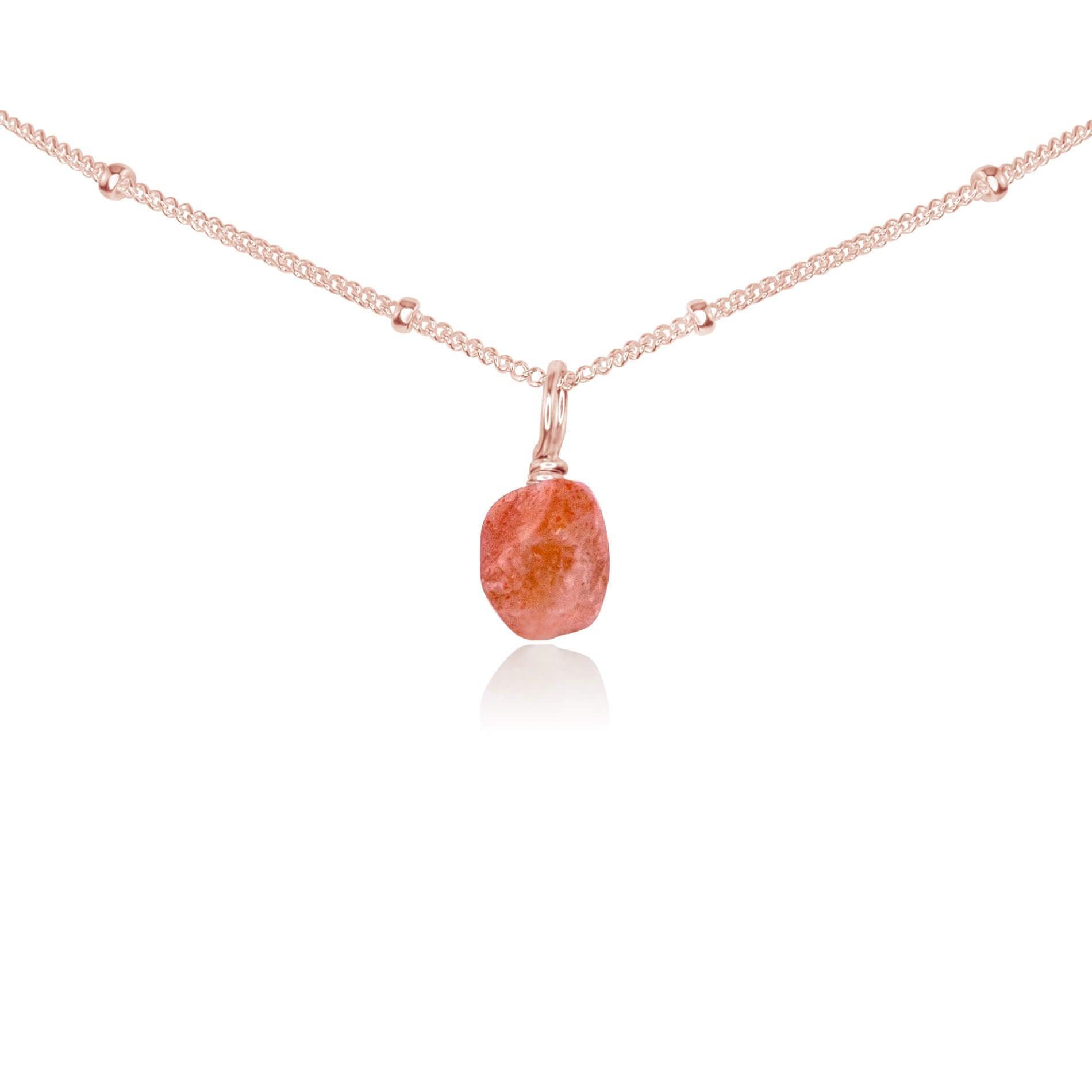 Natural Tiny Rough Sunstone Gemstone Pendant Choker Necklace for Women - Boho Crystal Healing Jewelry for Energy Balance & Spiritual Protection | Perfect for Yoga, Meditation & Everyday Wear
