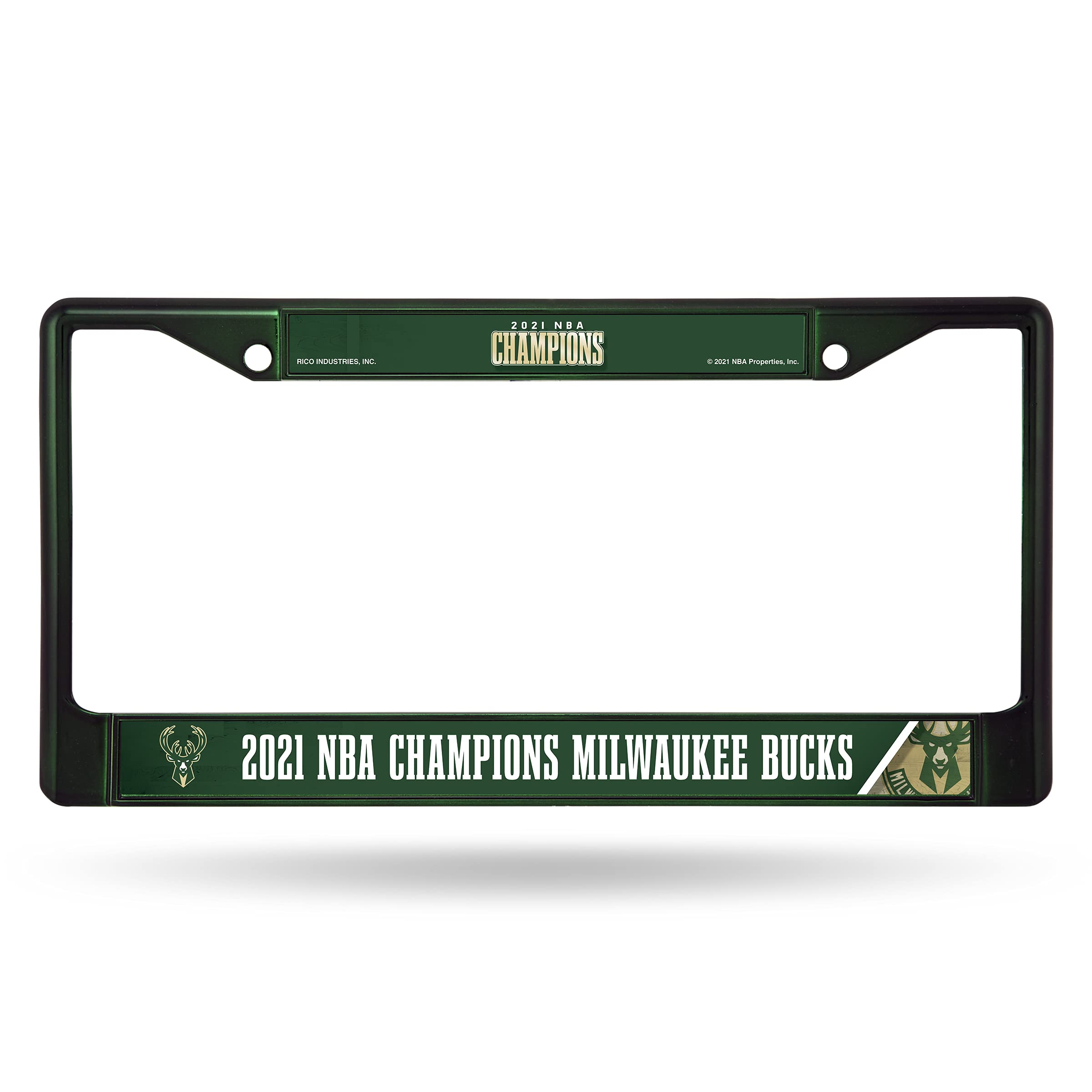 Rico Industries NBA Milwaukee Bucks 2021 Champions Colored Chrome Frame - Perfect for Sports Fans, Man Cave Decor & Basketball Memorabilia Collection