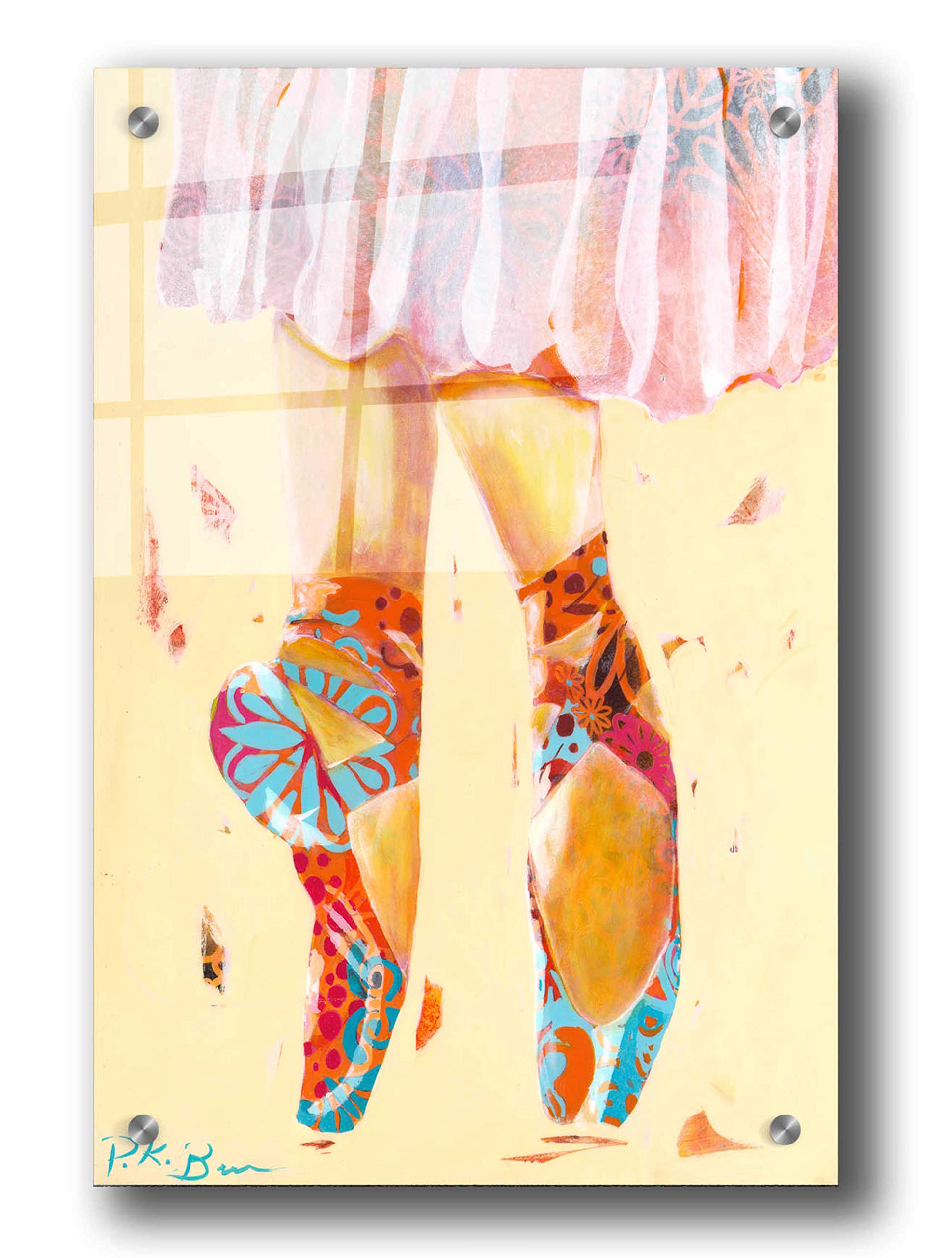 Epic Graffiti 'Ballet Slippers' by Pamela Beer - Vibrant Acrylic Wall Art Painting 24x36 Inches - Modern Home Decor for Living Room, Bedroom & Office