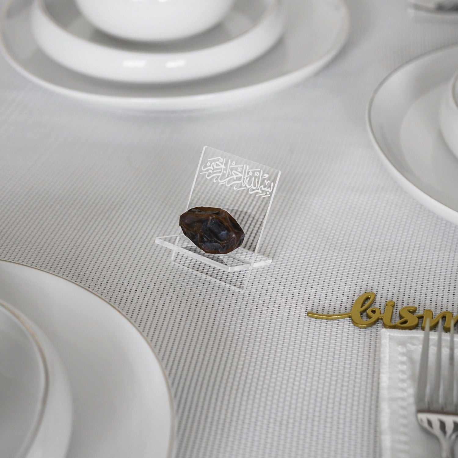 6-Piece Ramadan Date Holders with Bismillah Calligraphy - Elegant Iftar Table Decor for Muslim Families & Islamic Celebrations | Perfect for Ramadan, Eid, and Home Decoration