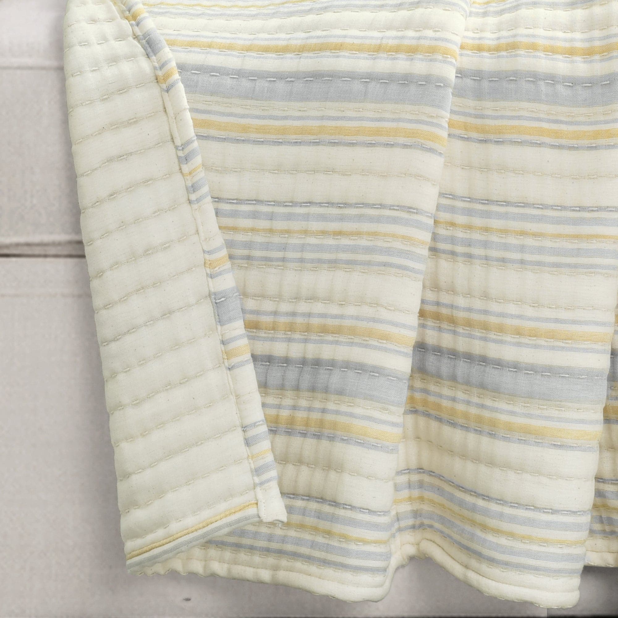 Solange Stripe Kantha Hand-Stitched Yarn-Dyed Cotton Woven Throw Blanket - Cozy & Lightweight for Sofa, Bed & Home Decor
