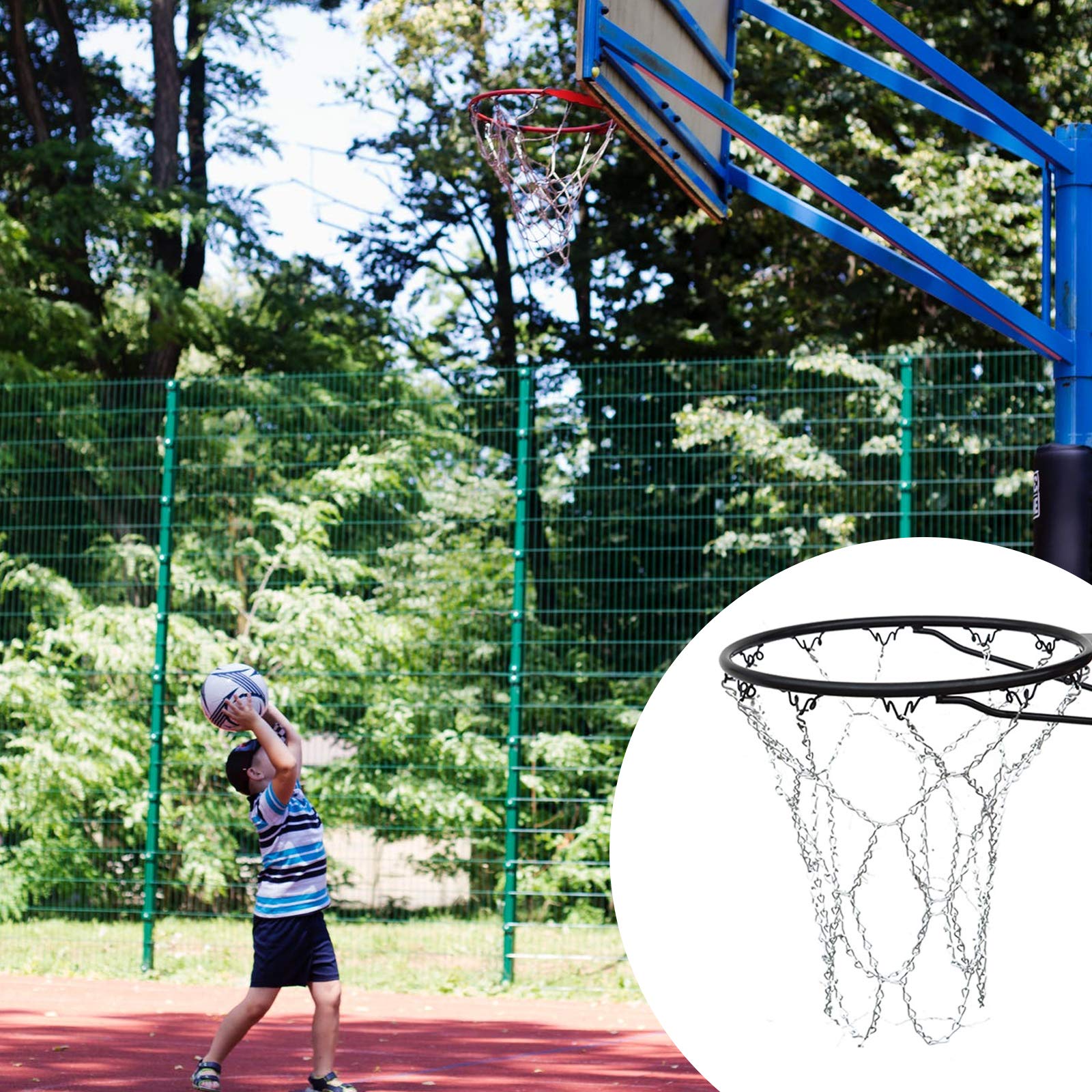 LIOOBO Heavy-Duty Iron Chain Basketball Net - Professional Standard Replacement for Basketball Goals | Perfect for Outdoor Courts, Driveway Hoops & Gym Use