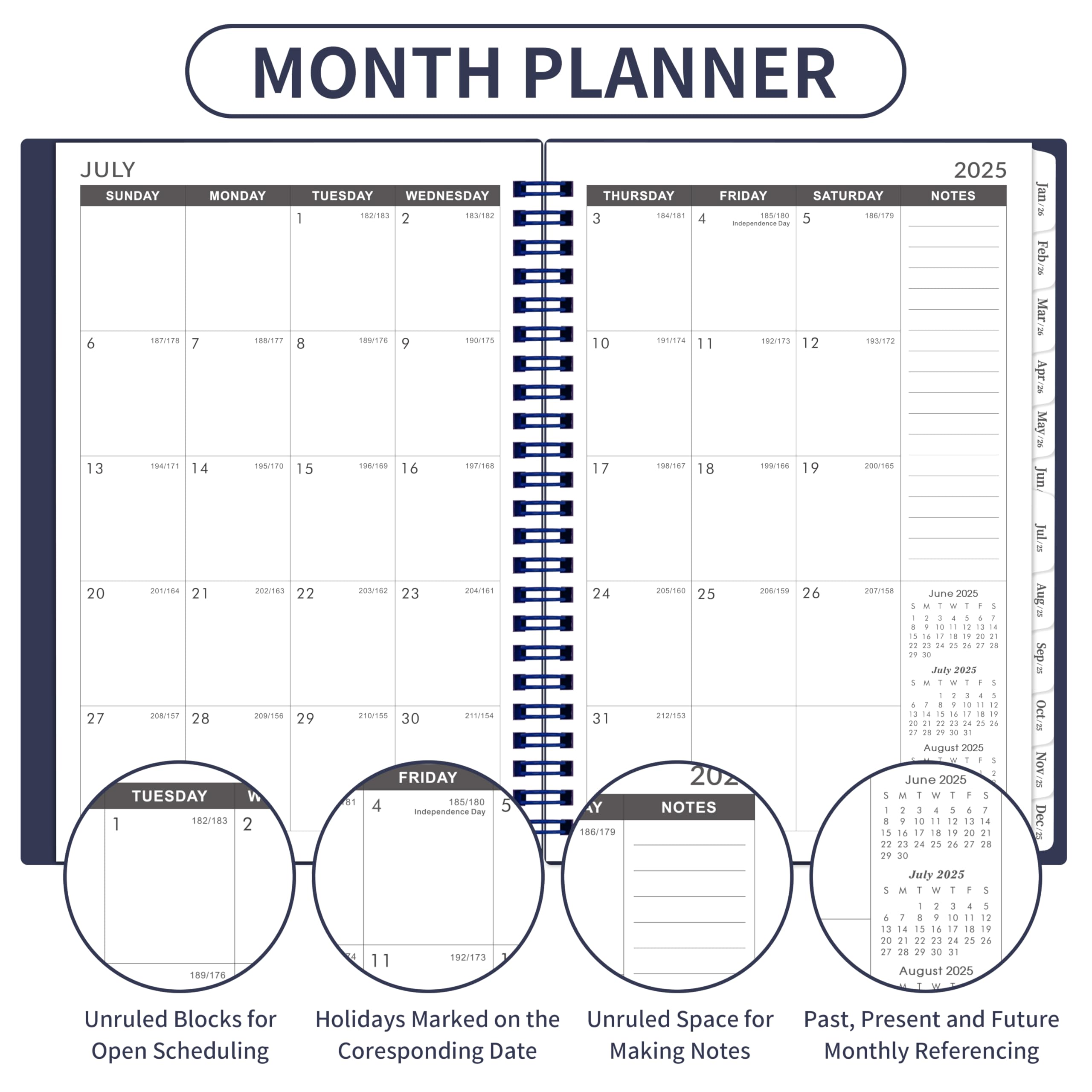 5-Year Monthly Planner 2025-2030 with Tabs | 60 Months, Two-Side Pocket & Notes Pages | 6.4